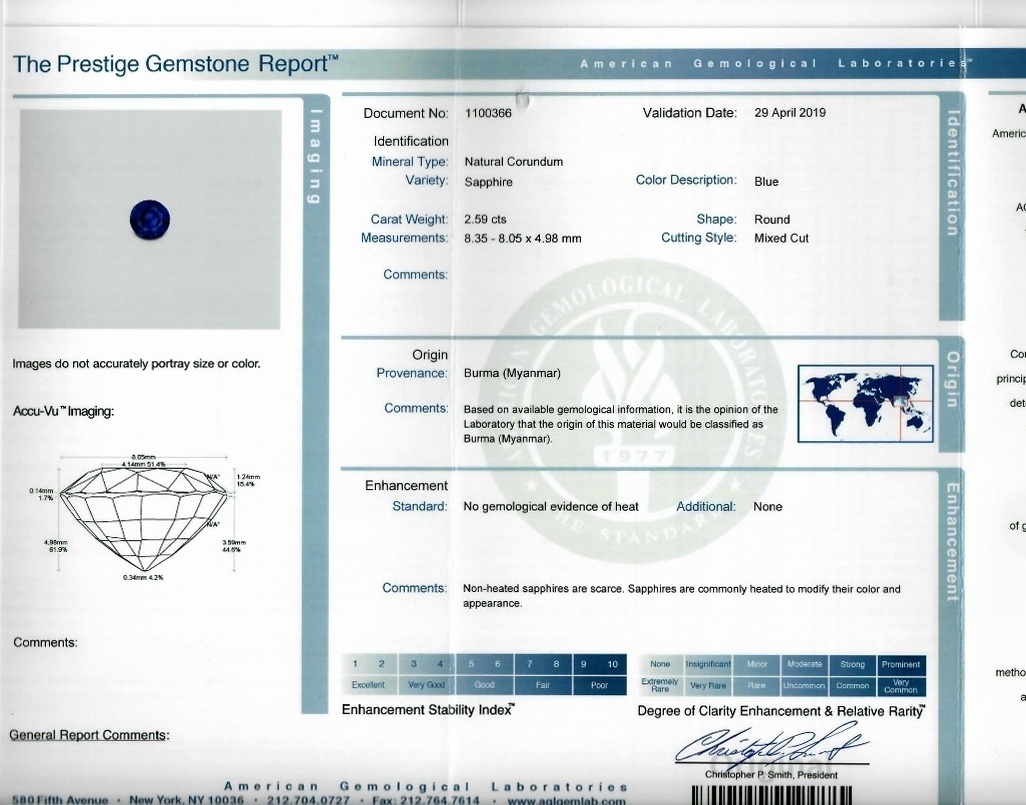 2.59 Ct. Blue Sapphire from Burma (Myanmar)