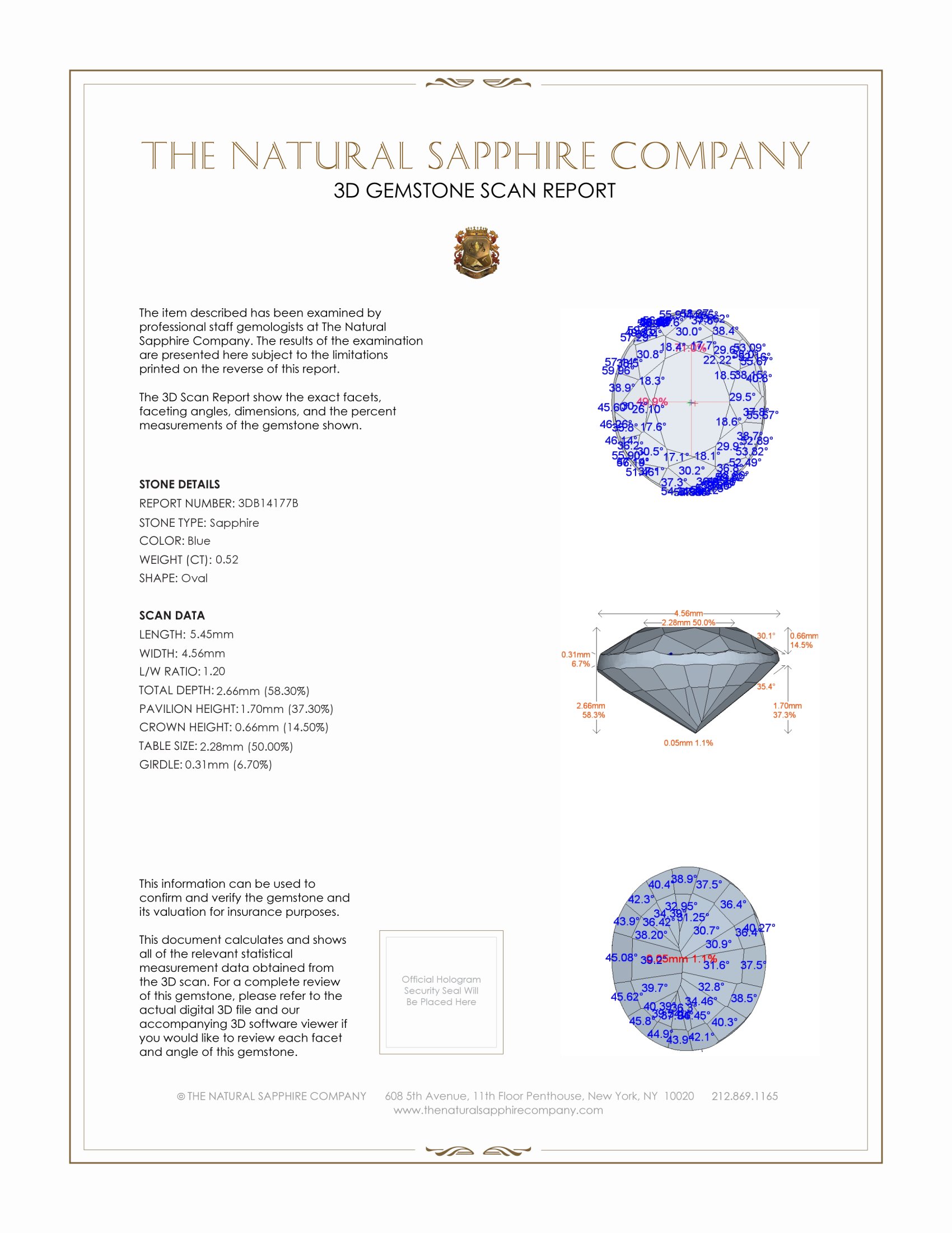 0.52 Ct. Blue Sapphire from Ceylon (Sri Lanka)