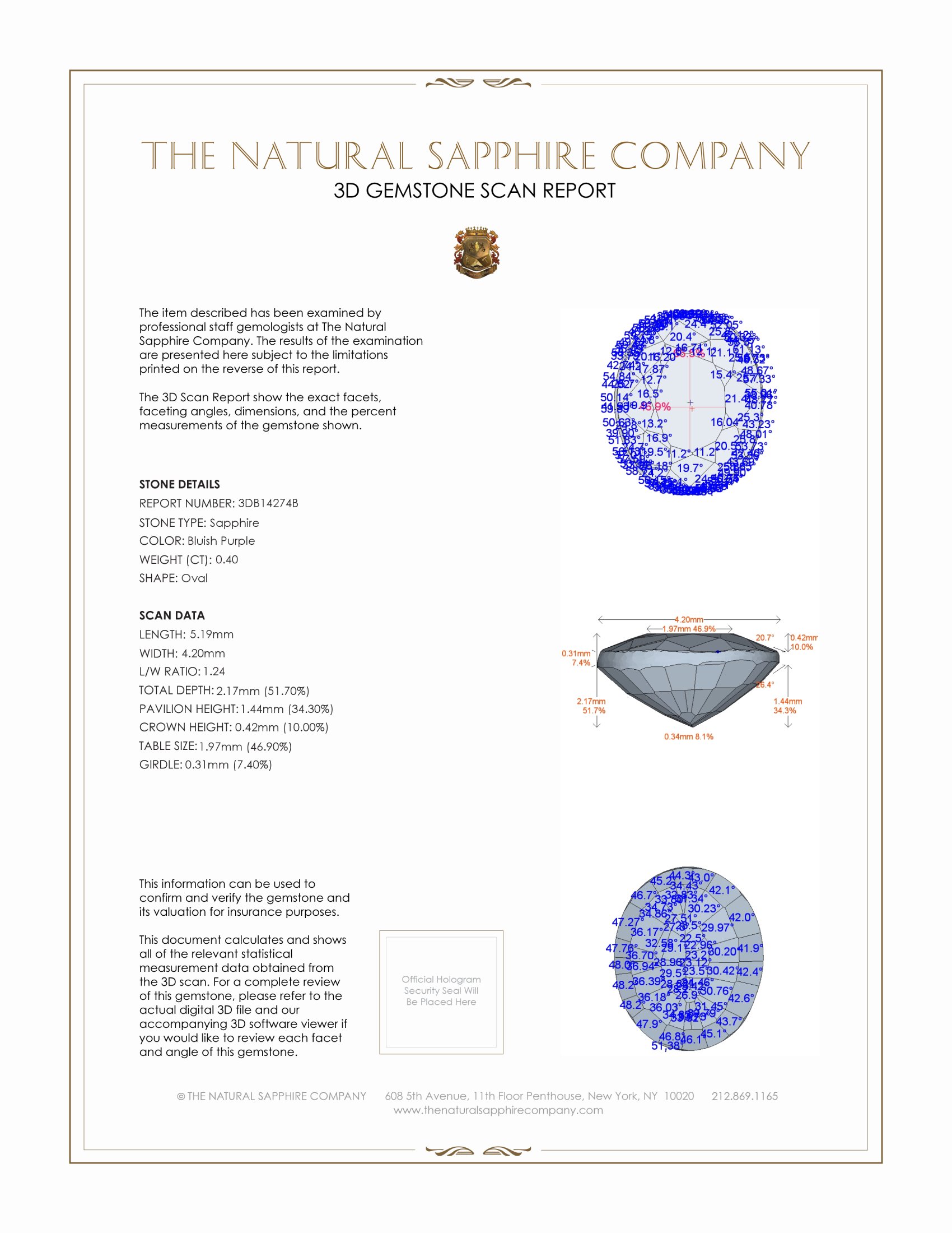 0.40 Ct. Bluish Purple Sapphire from Ceylon (Sri Lanka)