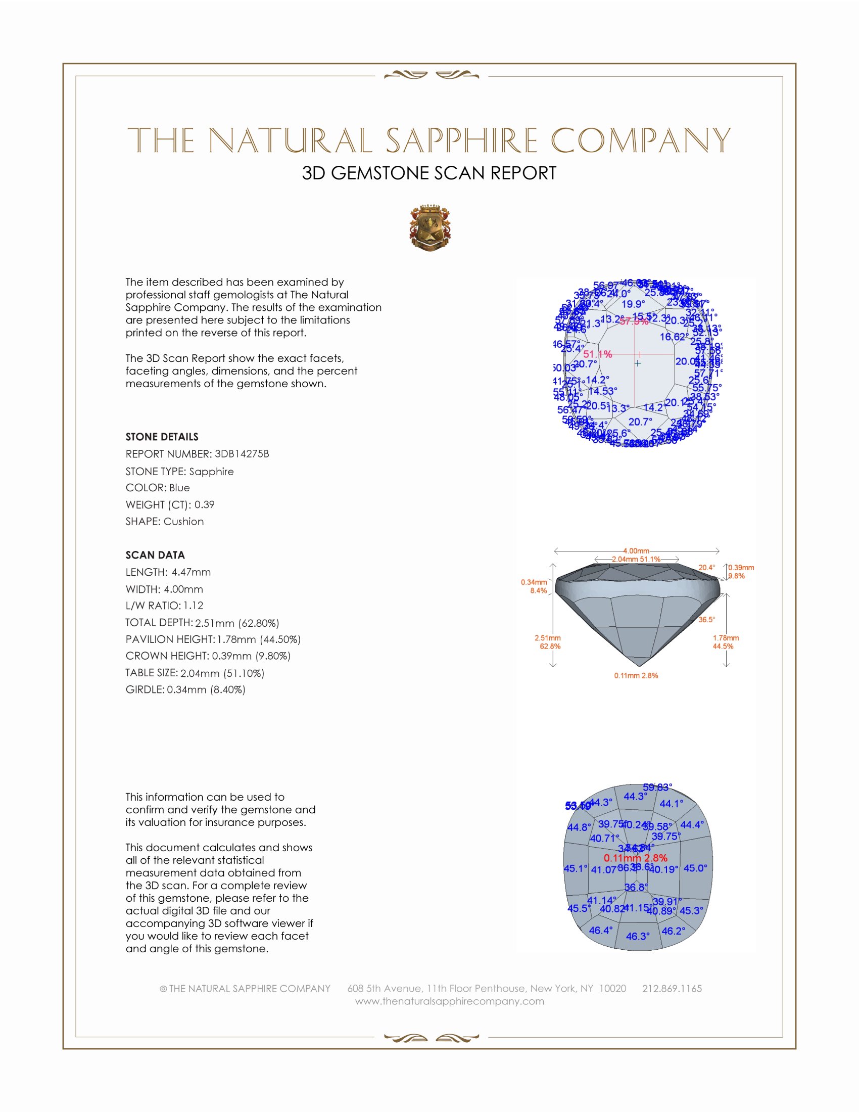 0.39 Ct. Blue Sapphire from Ceylon (Sri Lanka)