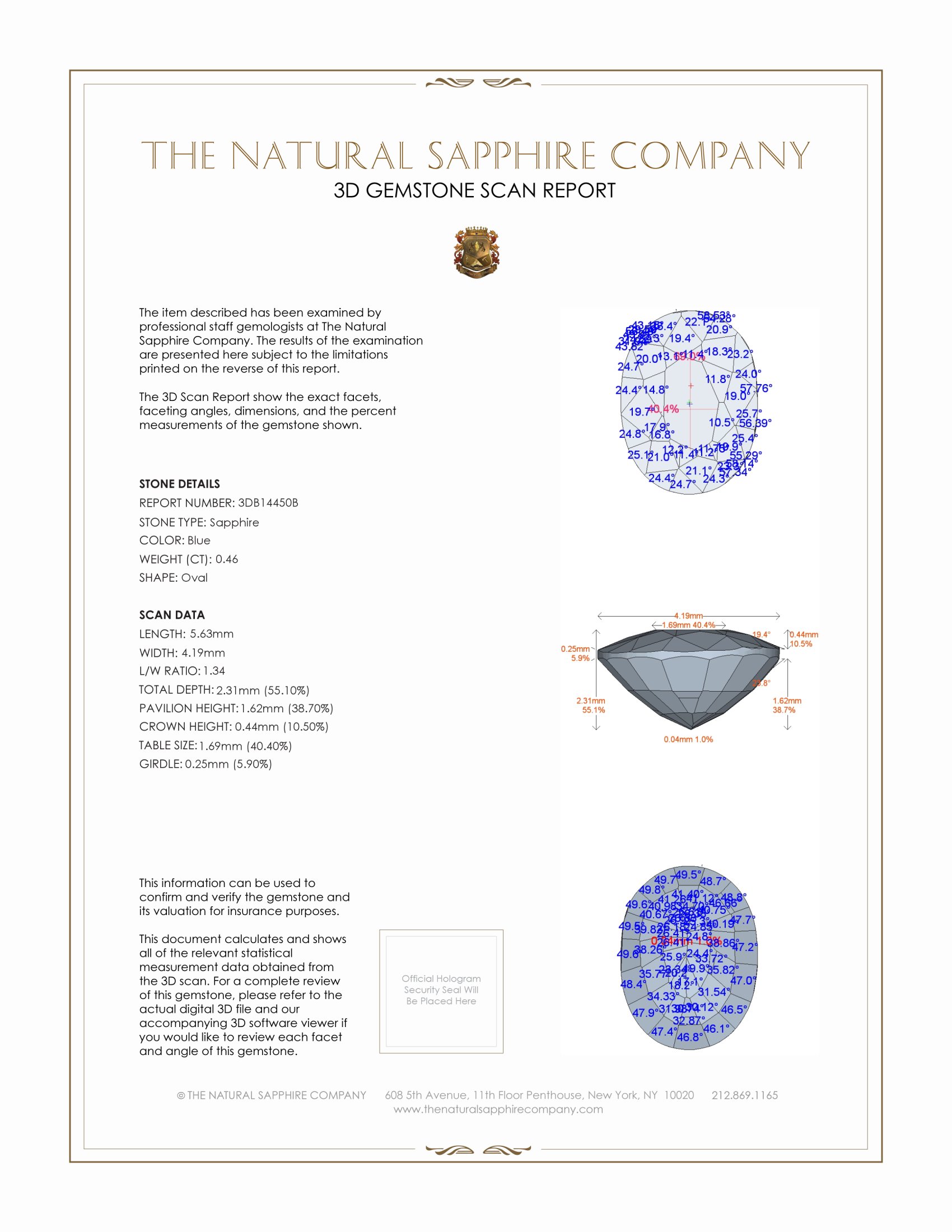 0.46 Ct. Blue Sapphire from Ceylon (Sri Lanka)