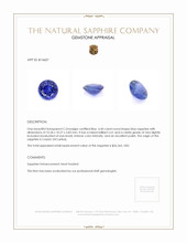 4.60 Ct. Blue Sapphire from Ceylon (Sri Lanka) Appraisal