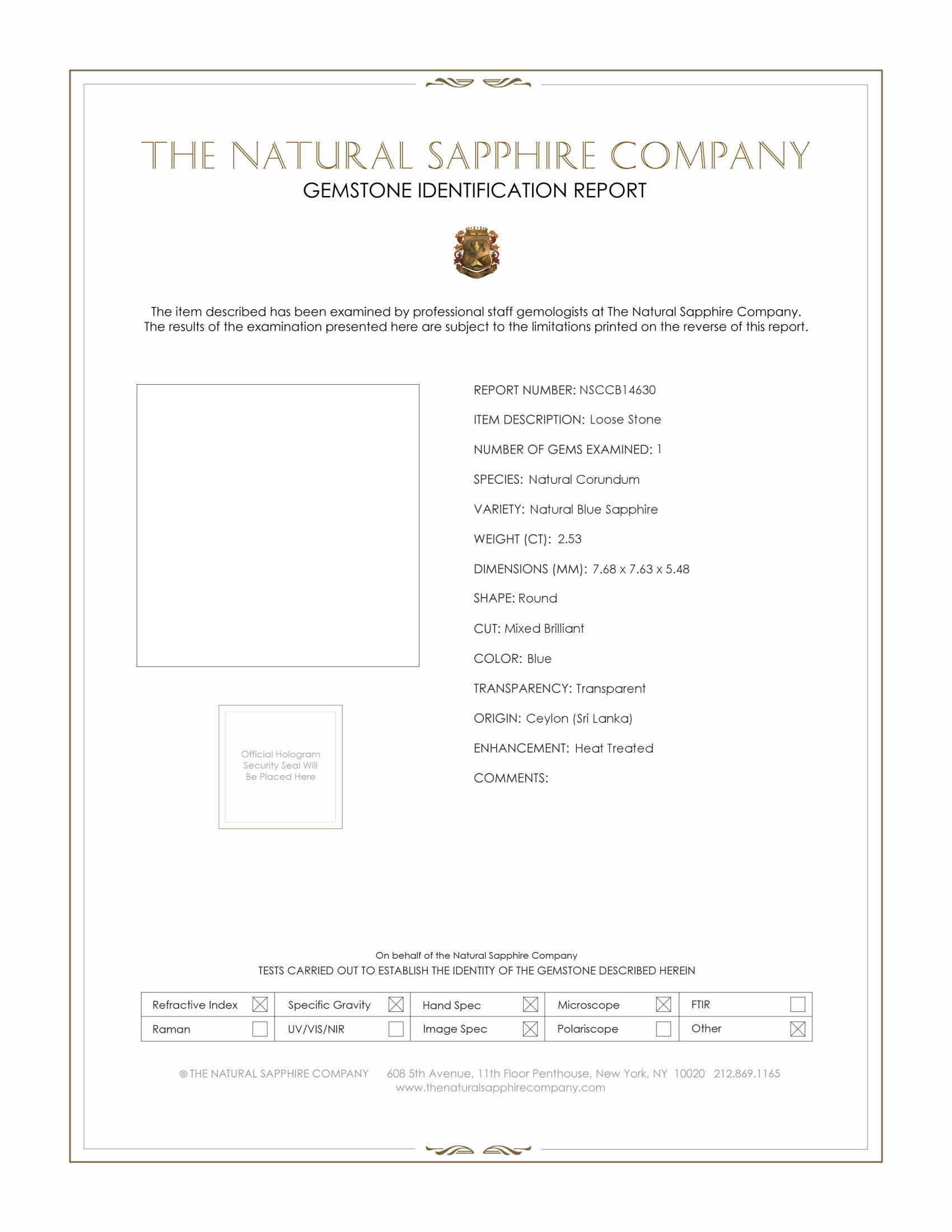 2.53 Ct. Blue Sapphire from Ceylon (Sri Lanka)