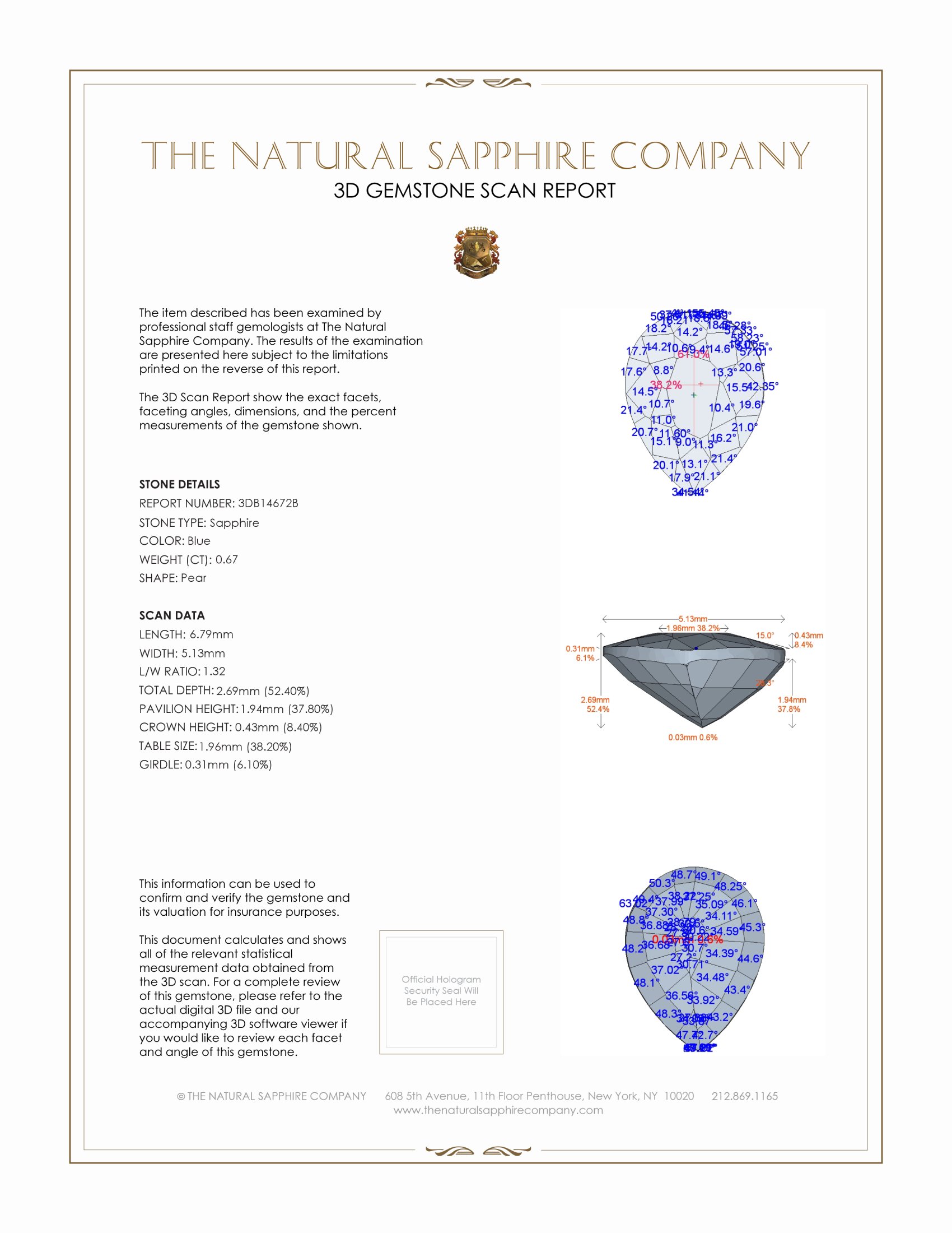 0.67 Ct. Blue Sapphire from Ceylon (Sri Lanka)