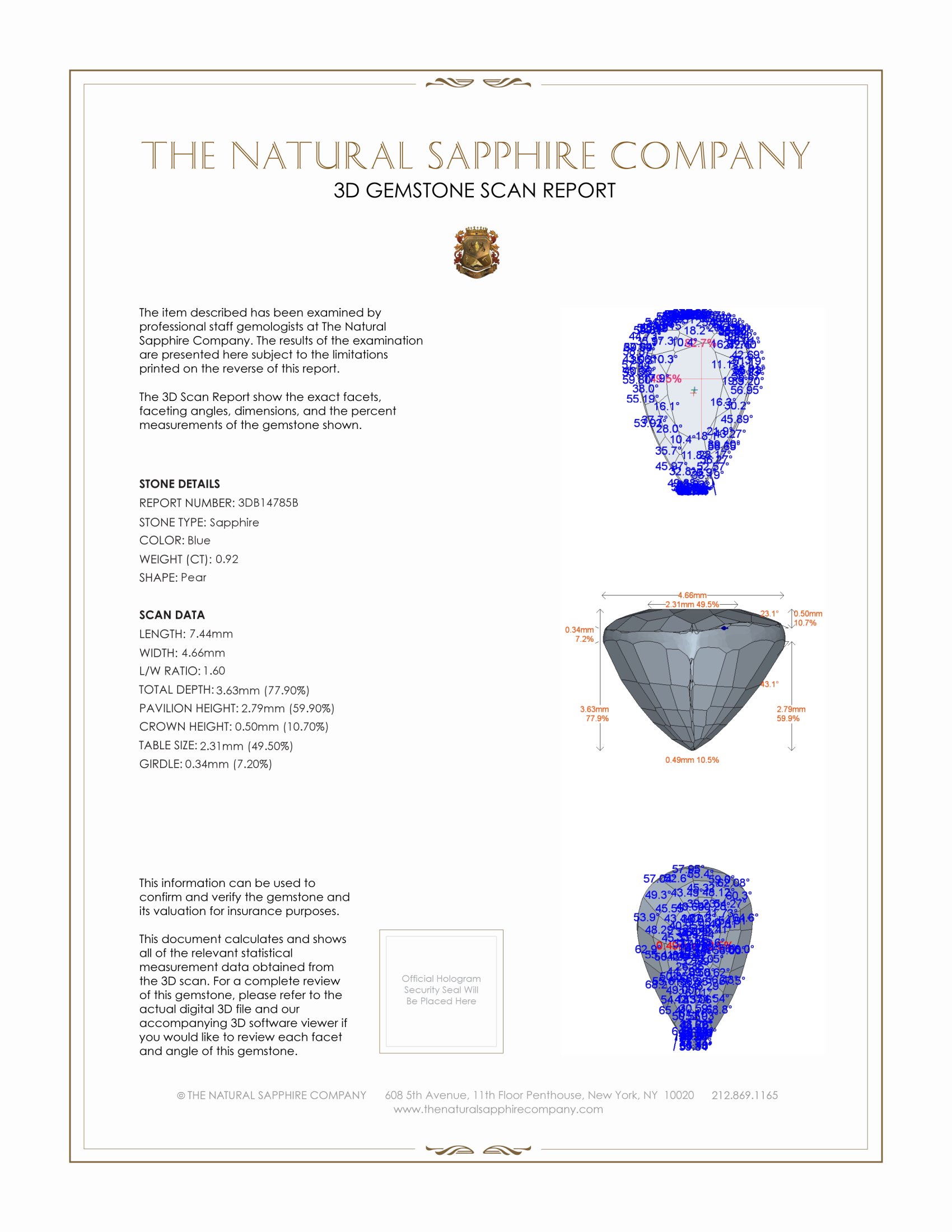 0.92 Ct. Blue Sapphire from Ceylon (Sri Lanka)