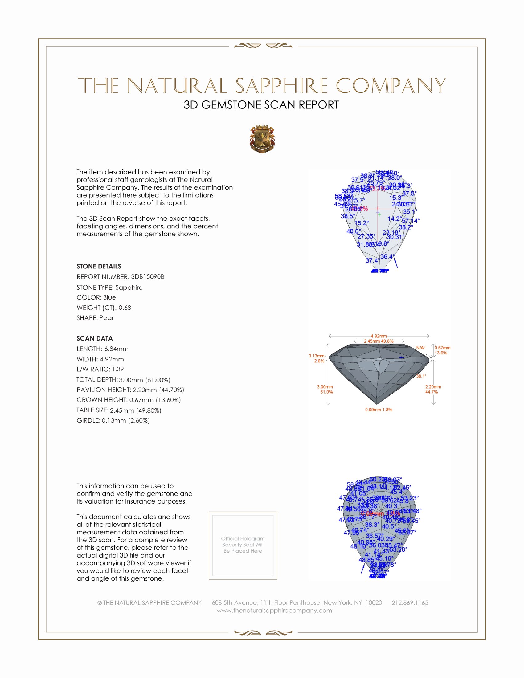 0.68 Ct. Blue Sapphire from Ceylon (Sri Lanka)