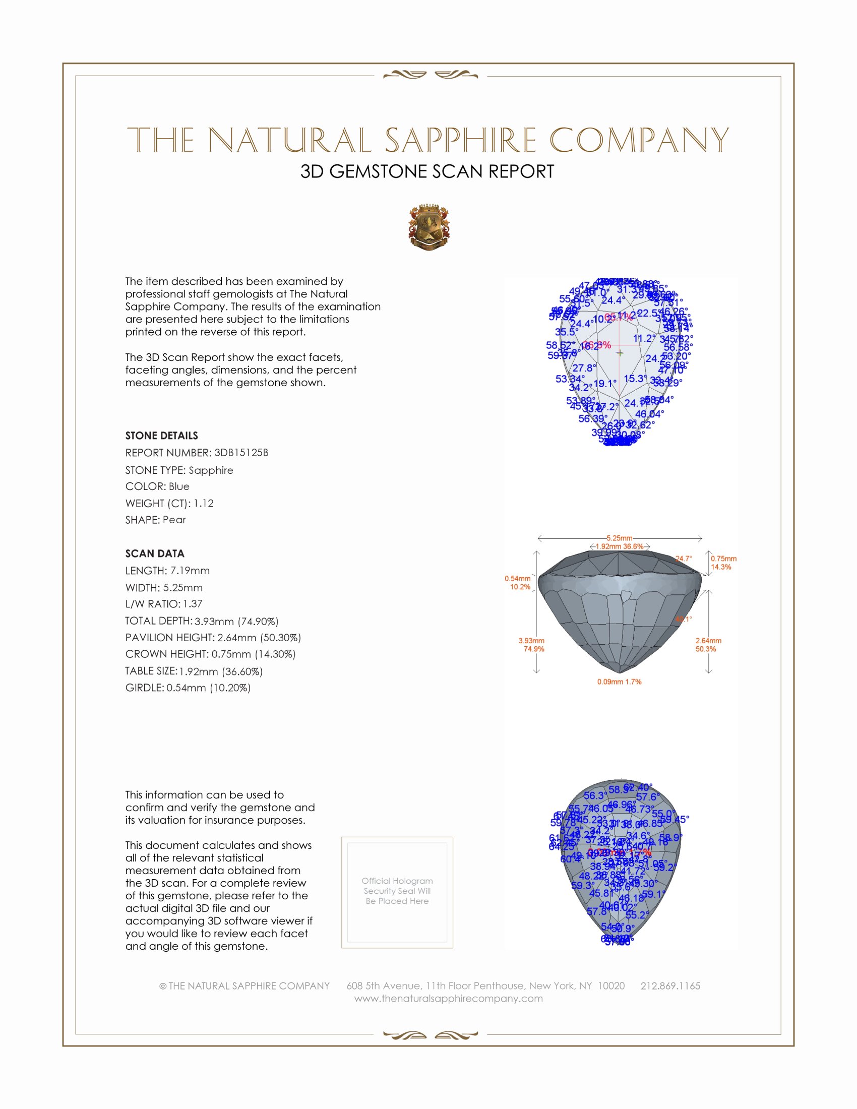 1.12 Ct. Blue Sapphire from Thailand