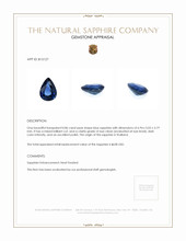 0.86 Ct. Blue Sapphire from Thailand Appraisal