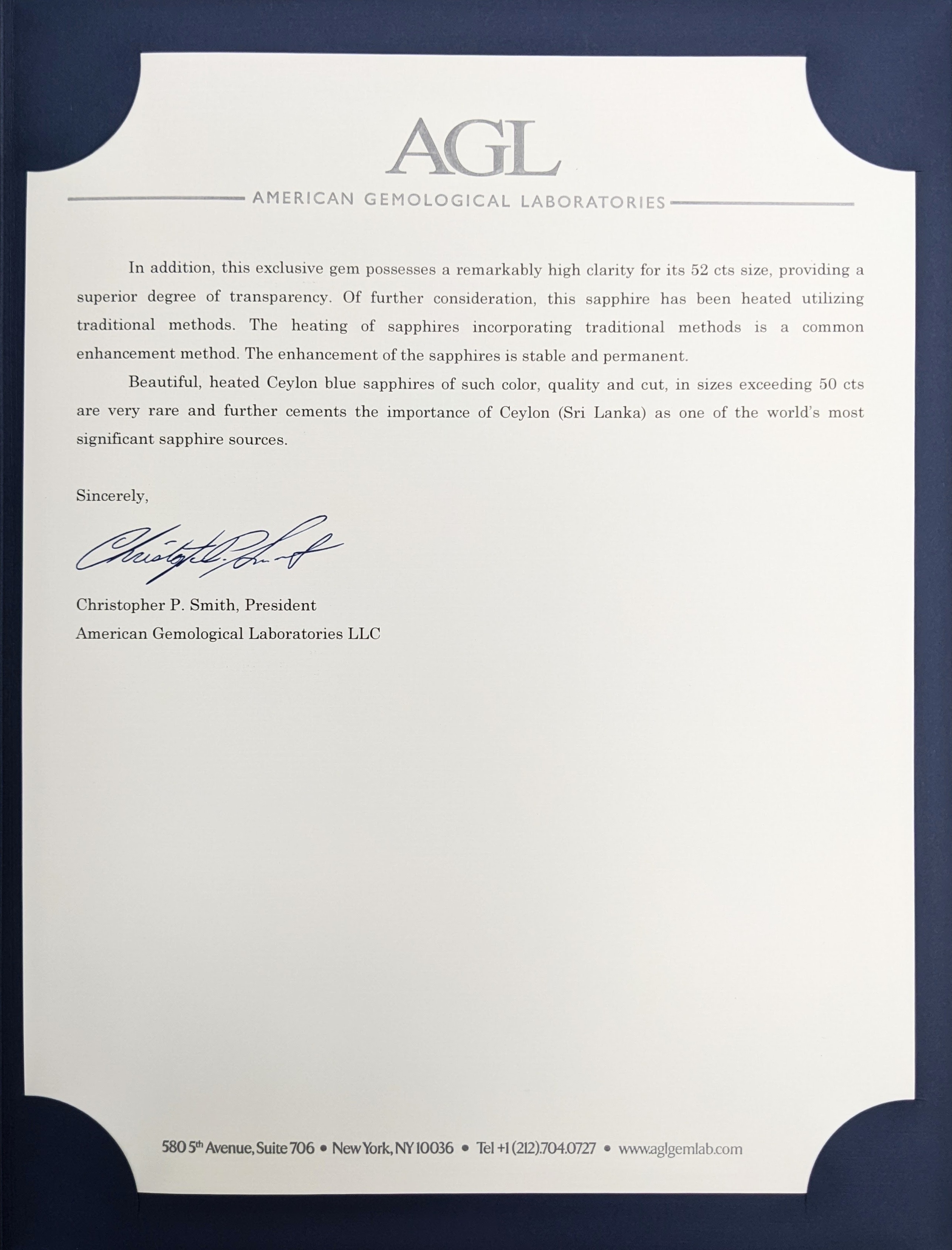 52.27 Ct. Blue Sapphire from Ceylon (Sri Lanka)