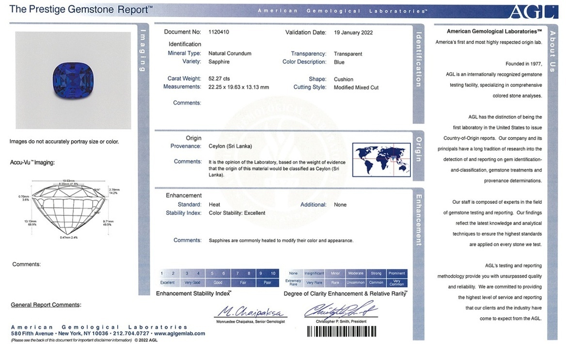 52.27 Ct. Blue Sapphire from Ceylon (Sri Lanka)