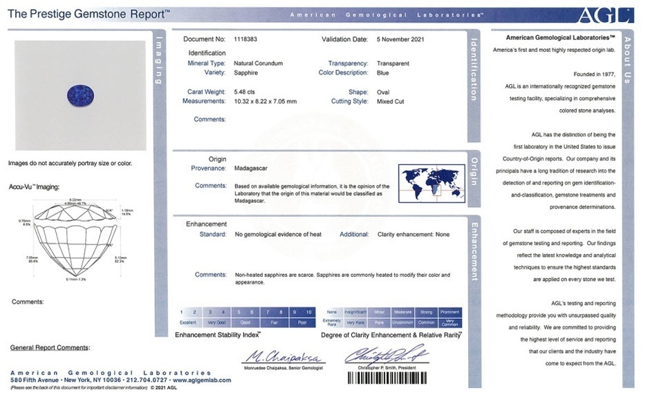 5.48 Ct. Blue Sapphire from Madagascar