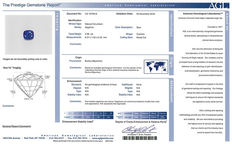 2.96 Ct. Blue Sapphire from Burma (Myanmar)