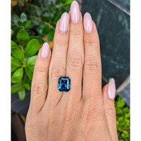 7.43 Ct. Greenish Blue Sapphire from Madagascar Life Style