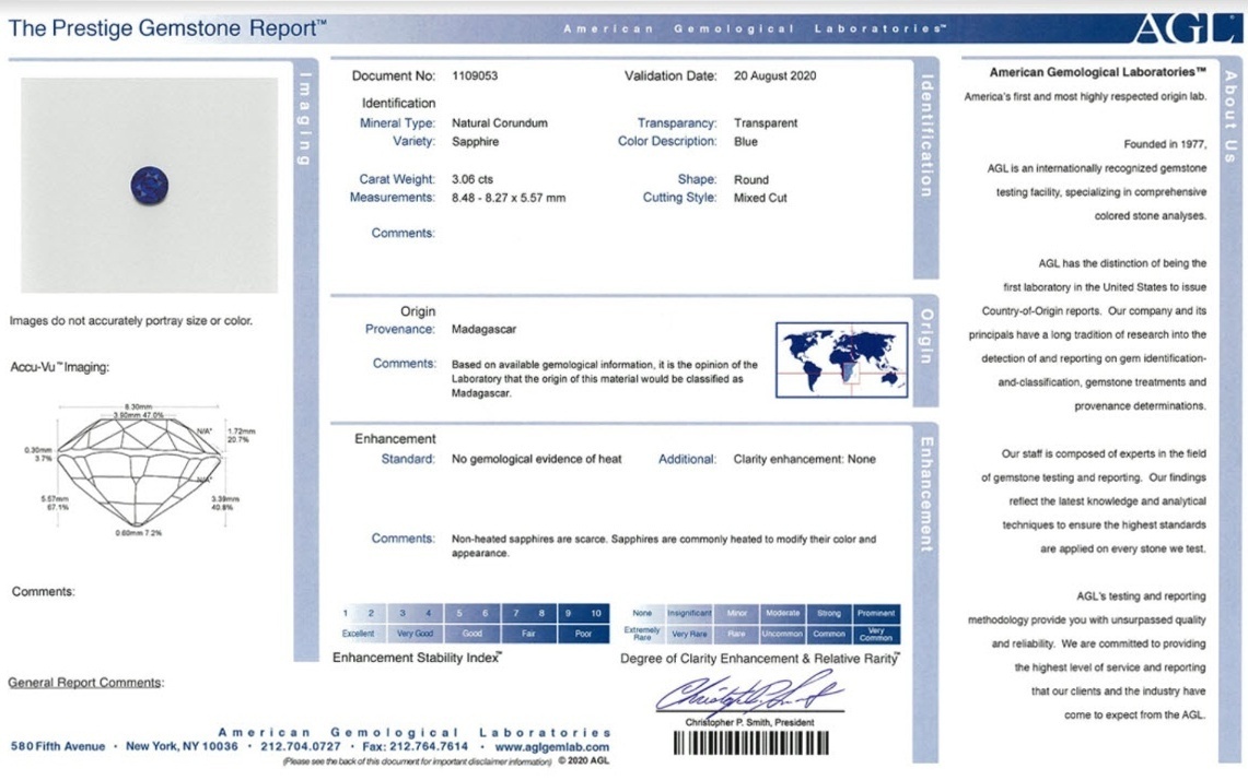 3.06 Ct. Blue Sapphire from Madagascar