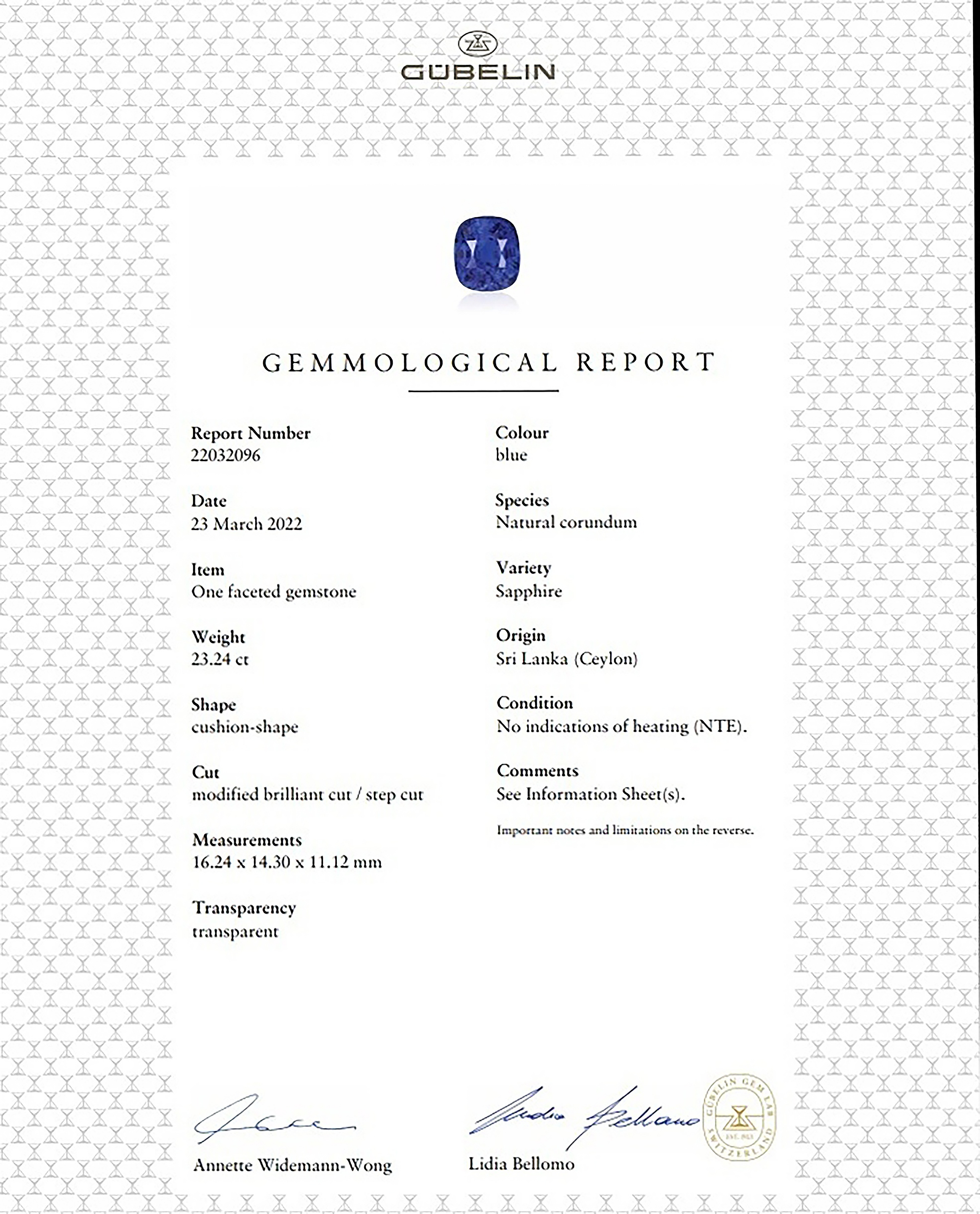 23.24 Ct. Blue Sapphire from Ceylon (Sri Lanka)