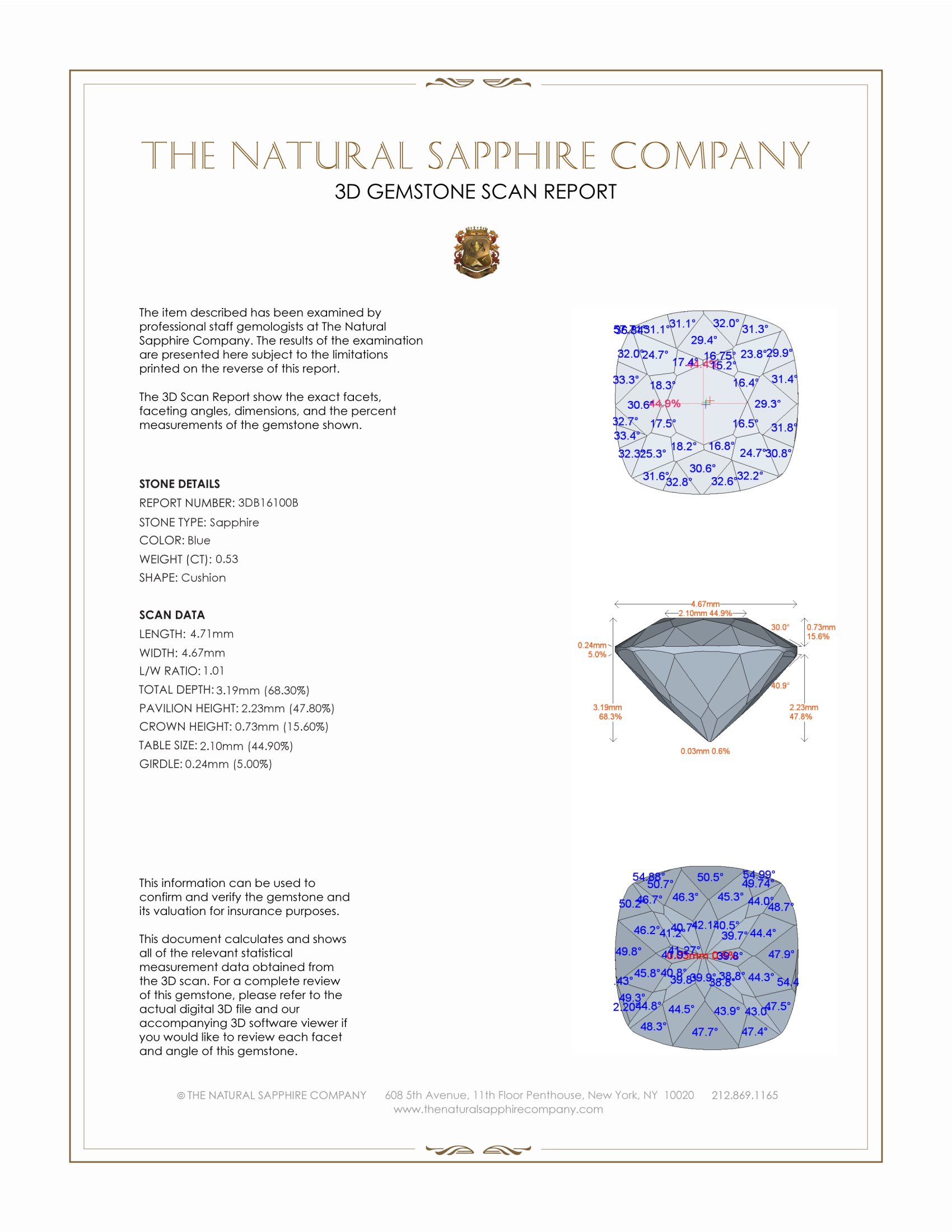 0.53 Ct. Blue Sapphire from Ceylon (Sri Lanka)