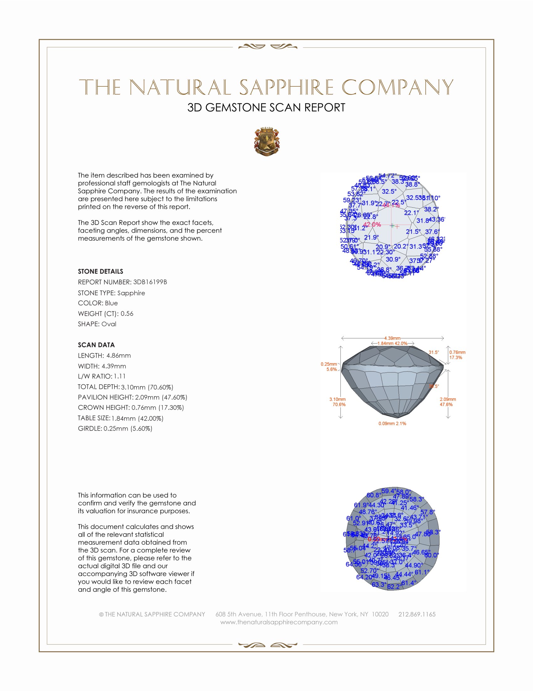 0.56 Ct. Blue Sapphire from Ceylon (Sri Lanka)