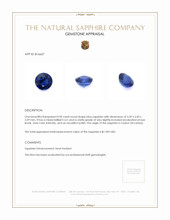 0.90 Ct. Blue Sapphire from Ceylon (Sri Lanka) Appraisal
