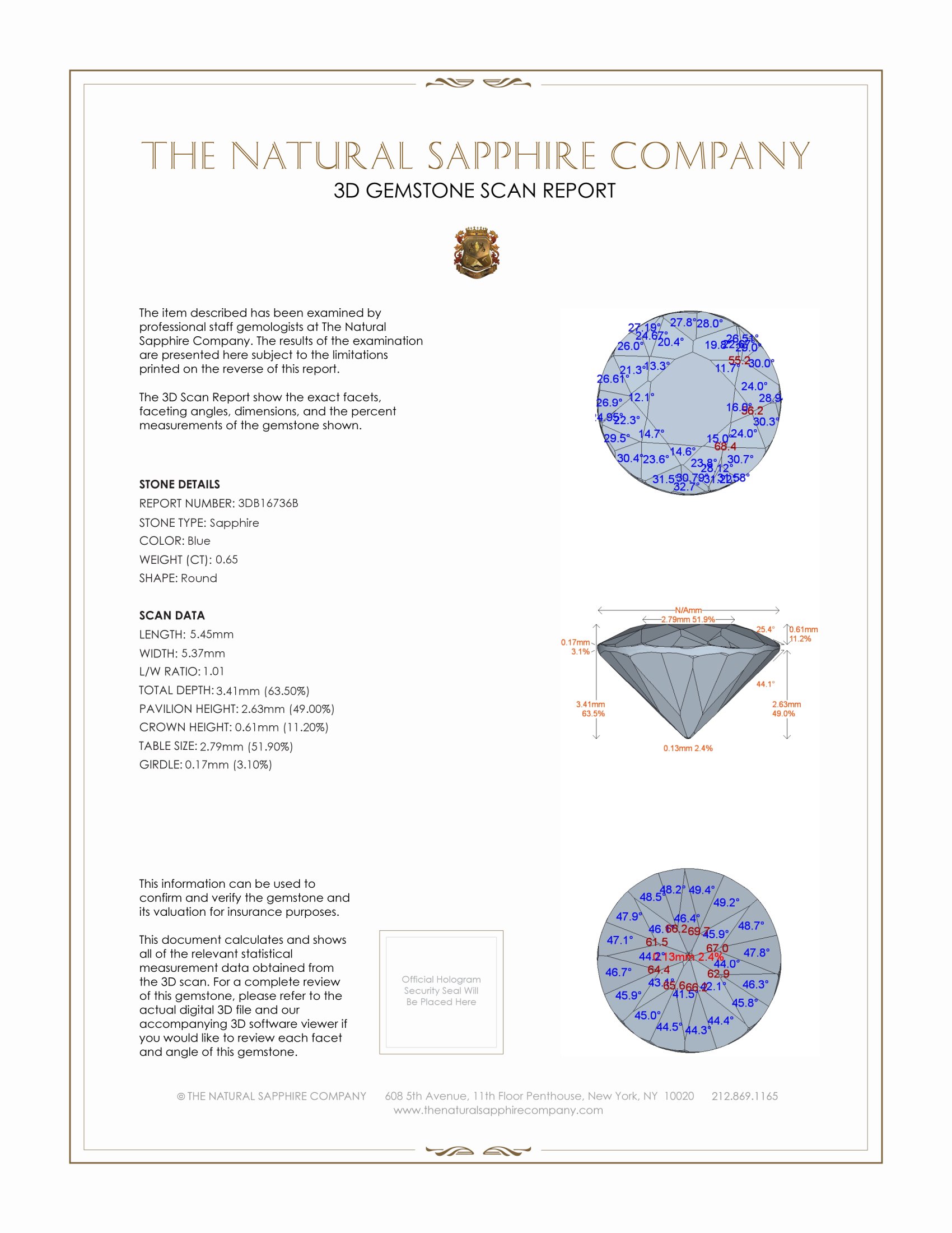 0.65 Ct. Blue Sapphire from Ceylon (Sri Lanka)