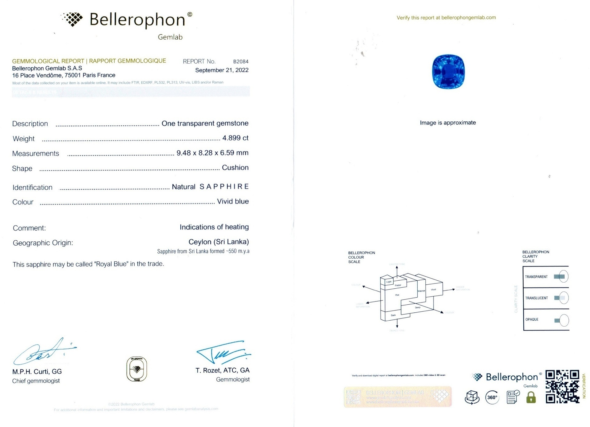 4.90 Ct. Blue Sapphire from Ceylon (Sri Lanka)