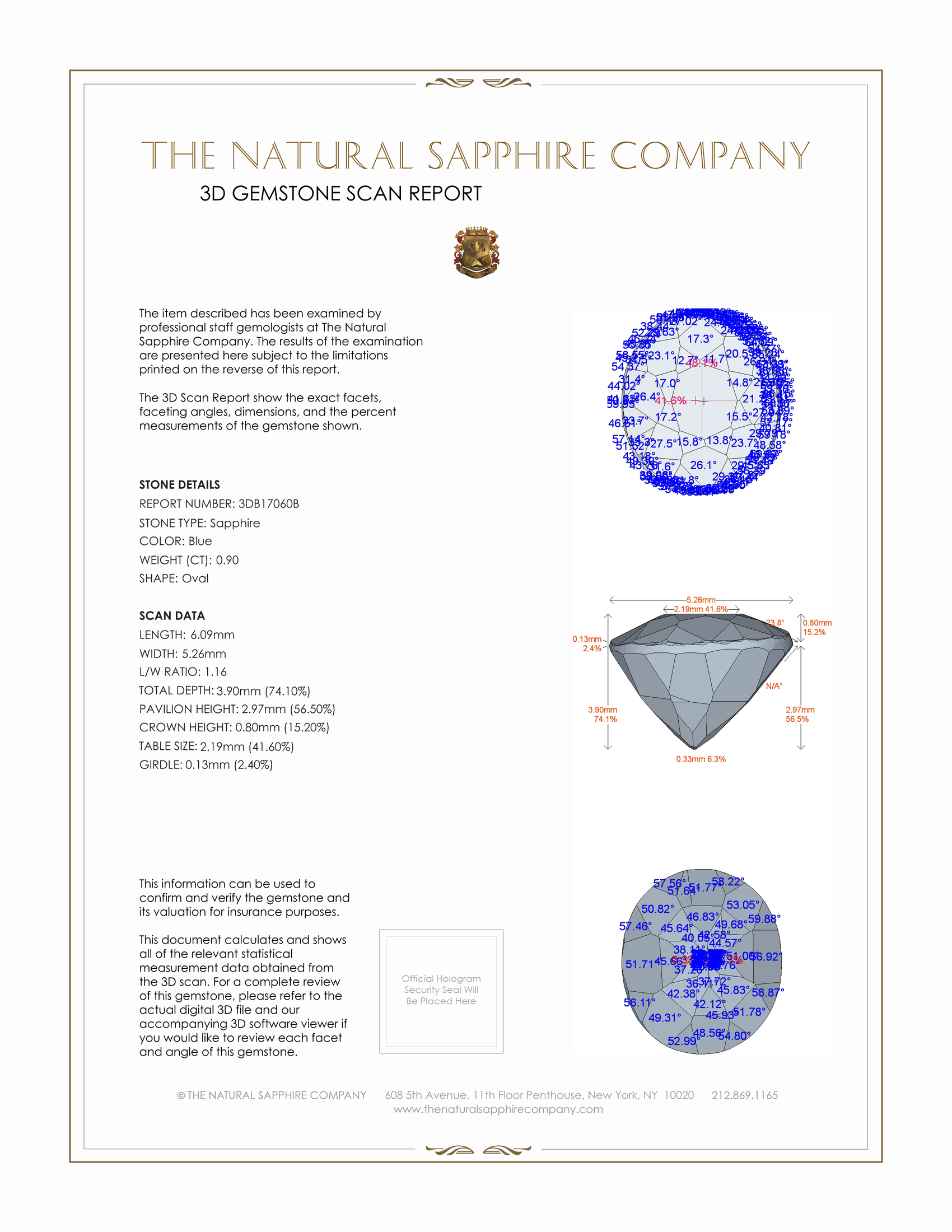 0.90 Ct. Blue Sapphire from Ceylon (Sri Lanka)