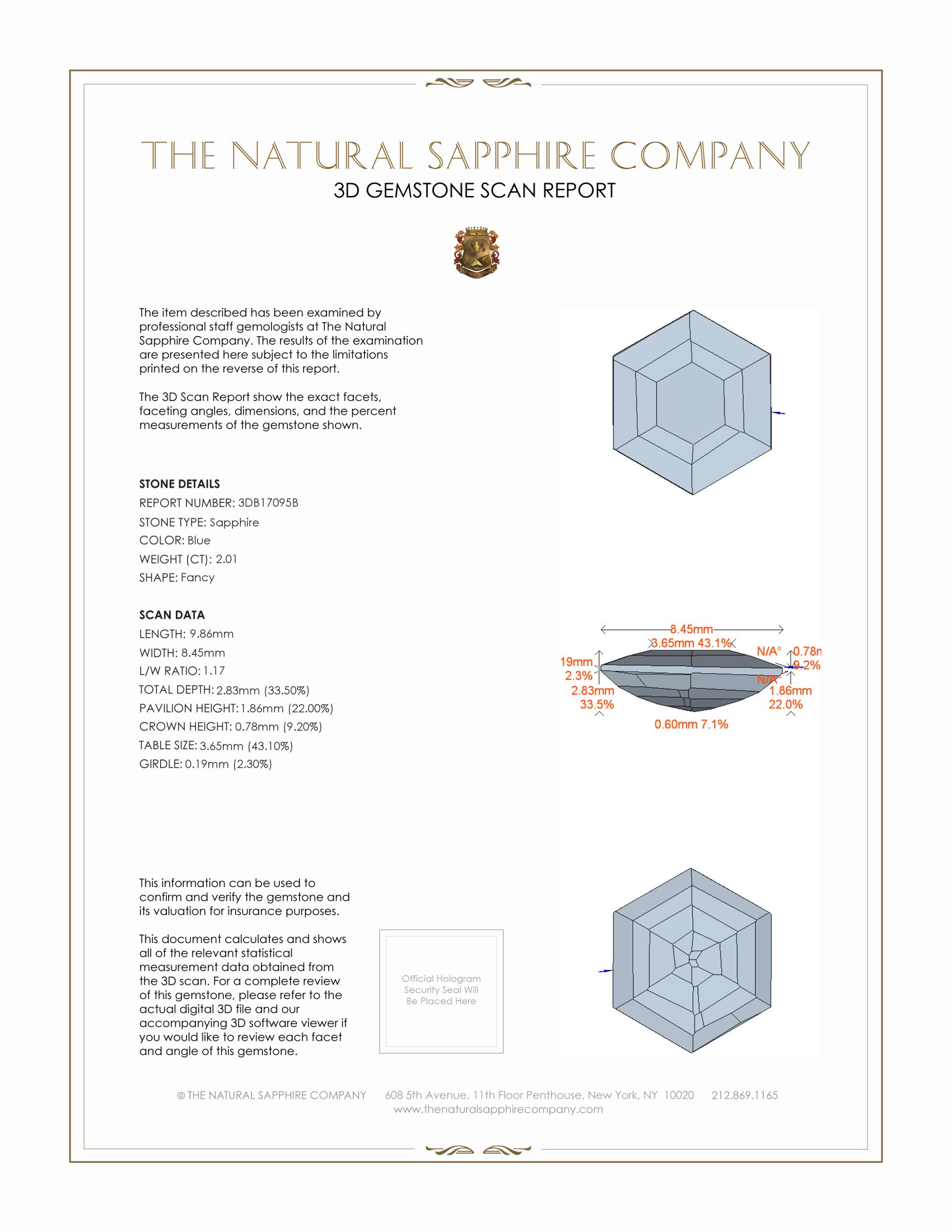 2.01 Ct. Blue Sapphire from Ceylon (Sri Lanka)