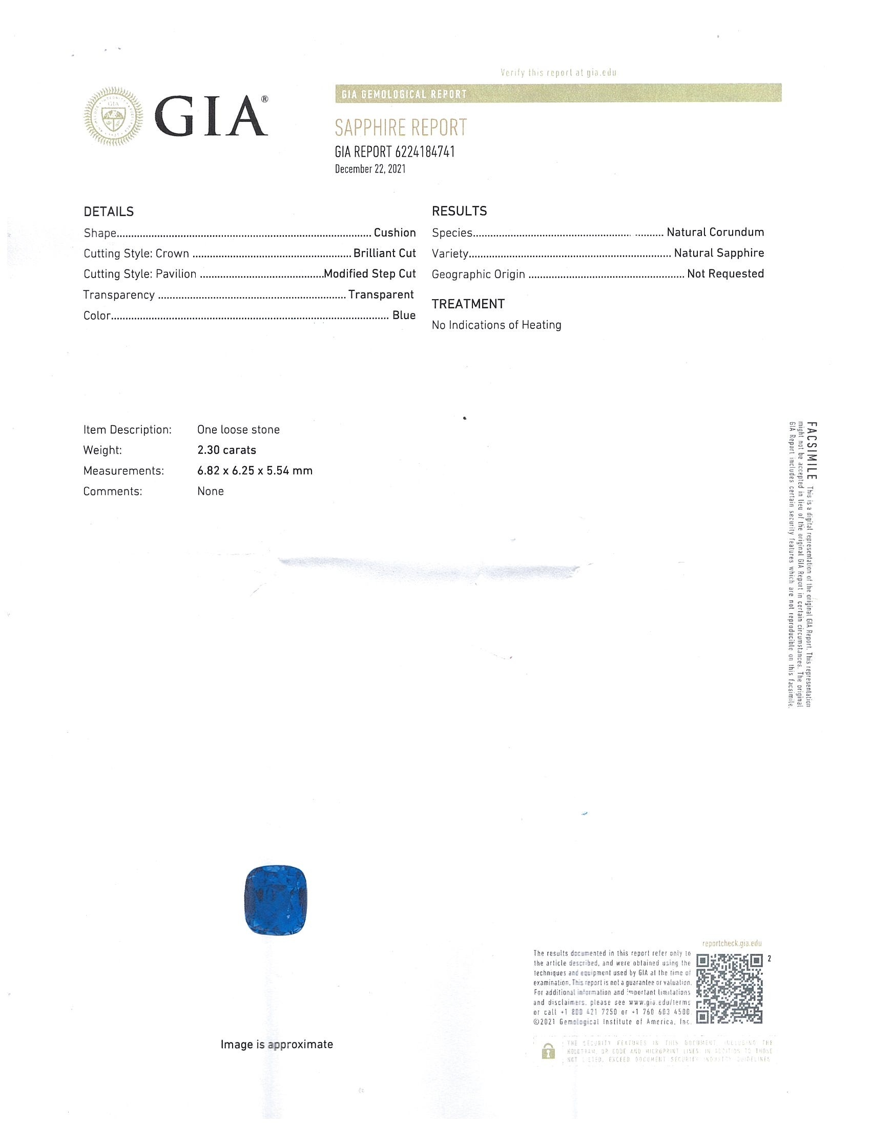 2.30 Ct. Blue Sapphire from Ceylon (Sri Lanka)