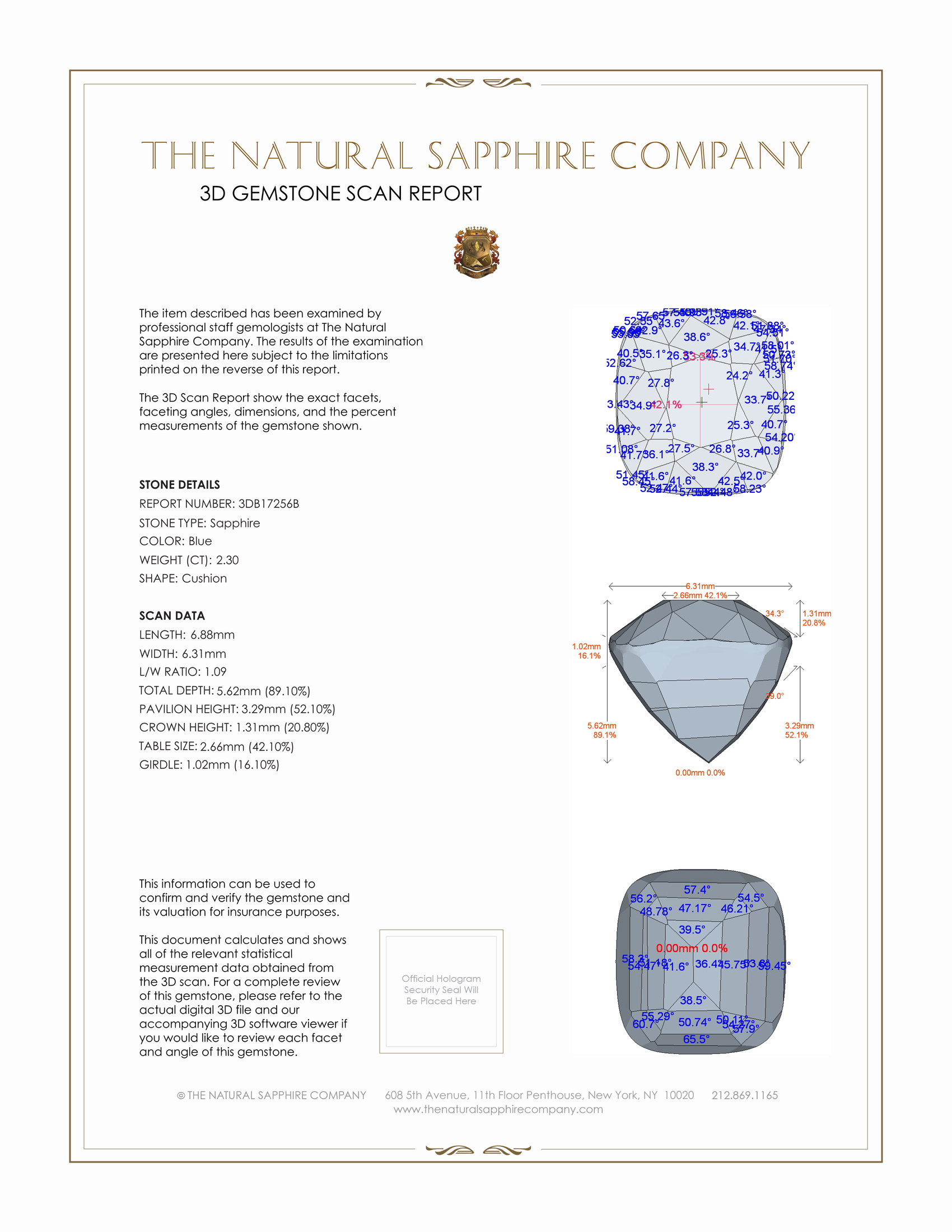 2.30 Ct. Blue Sapphire from Ceylon (Sri Lanka)