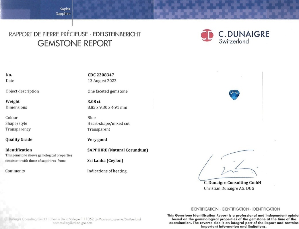 3.08 Ct. Blue Sapphire from Ceylon (Sri Lanka)
