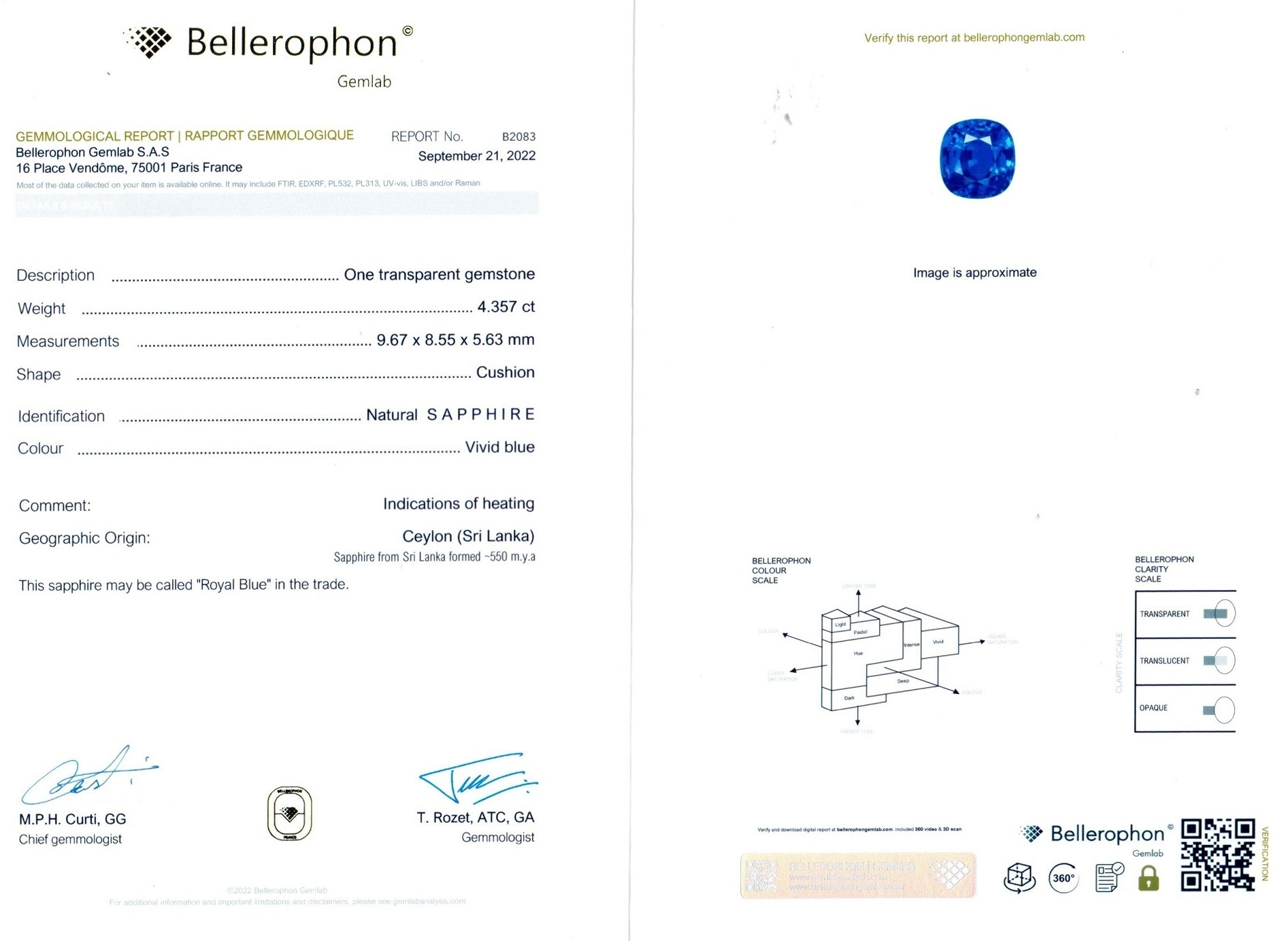 4.35 Ct. Blue Sapphire from Ceylon (Sri Lanka)