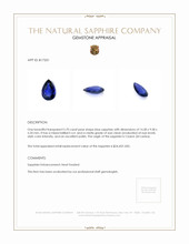 5.70 Ct. Blue Sapphire from Ceylon (Sri Lanka) Appraisal