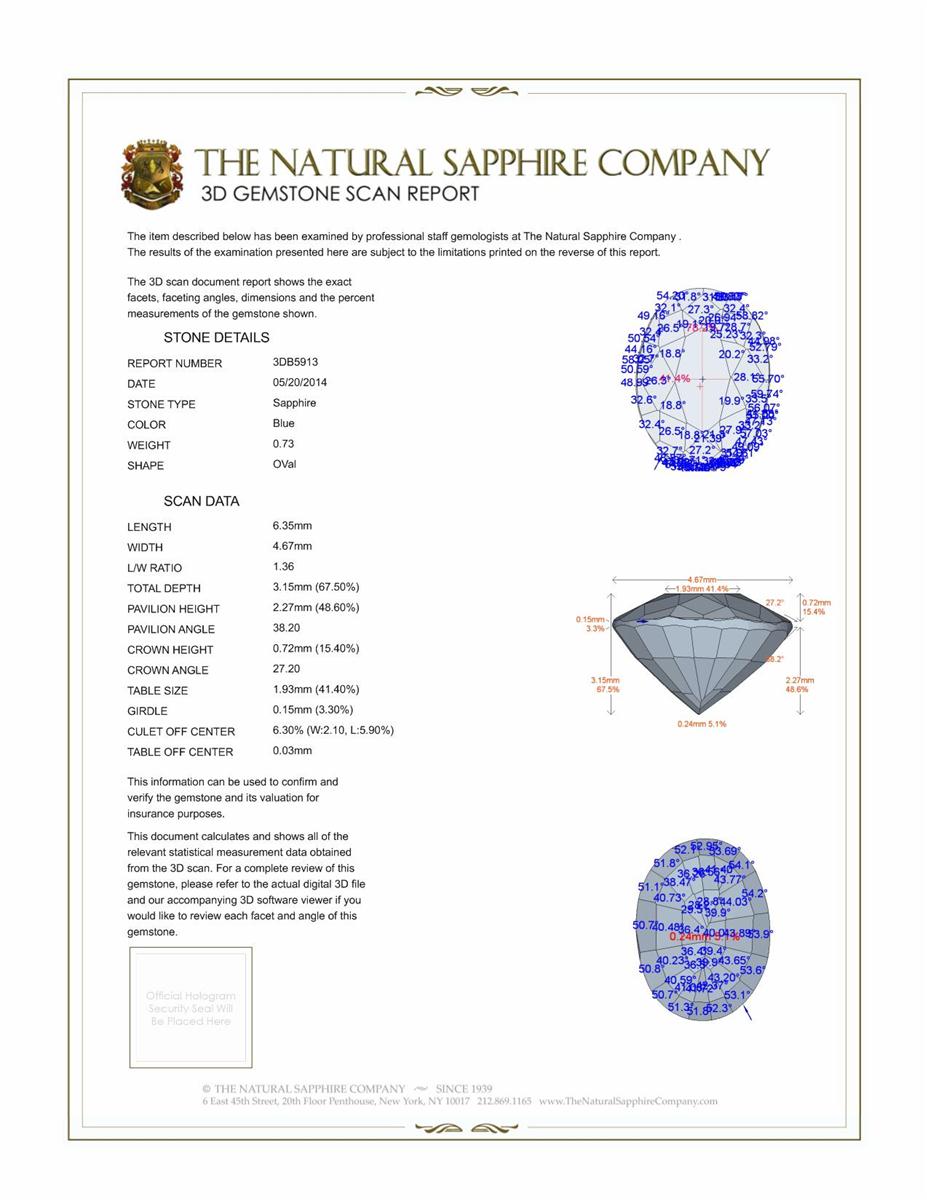 0.73 Ct. Blue Sapphire and Natural Diamond Antique Style Ring, 18K White Gold