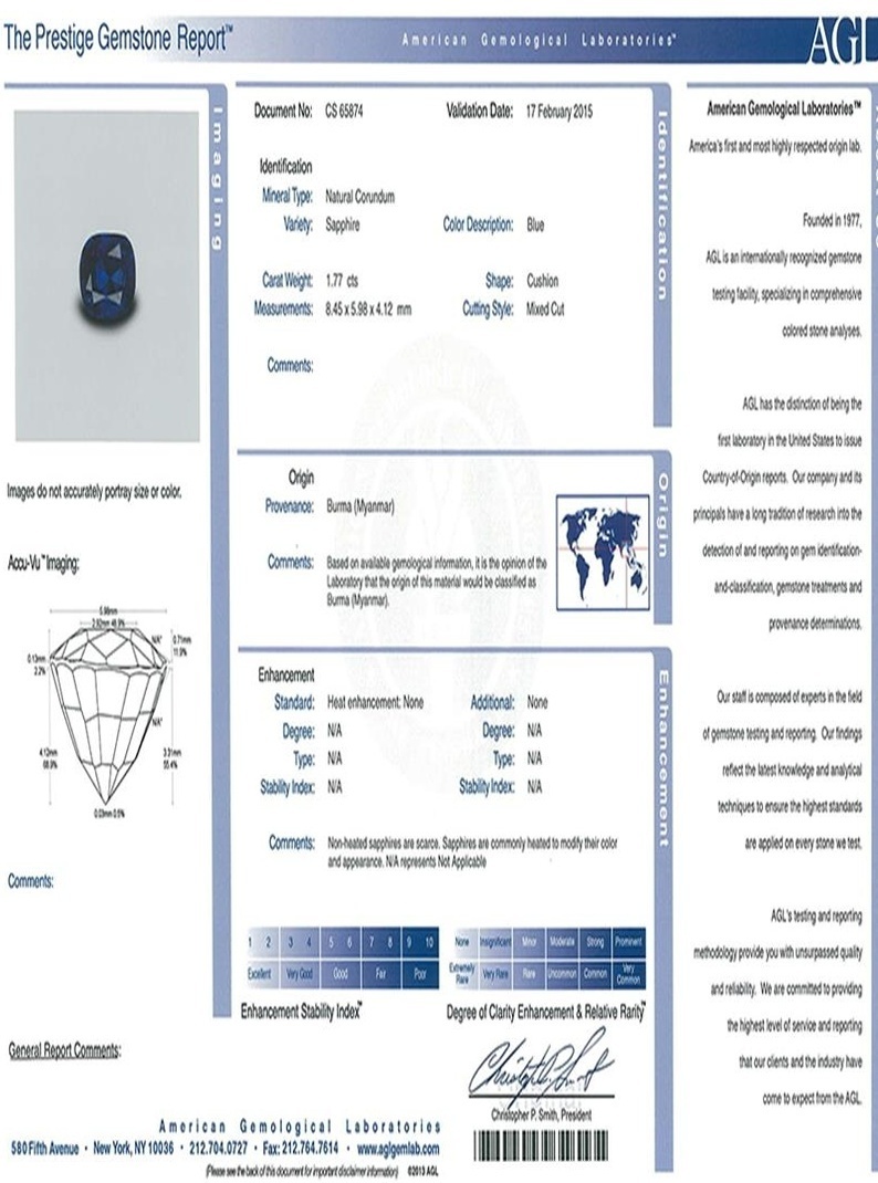 1.77 Ct. Blue Sapphire from Burma (Myanmar)
