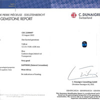 7.59 Ct. Blue Sapphire from Nigeria Scan Report