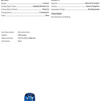 7.59 Ct. Blue Sapphire from Nigeria Scan Report