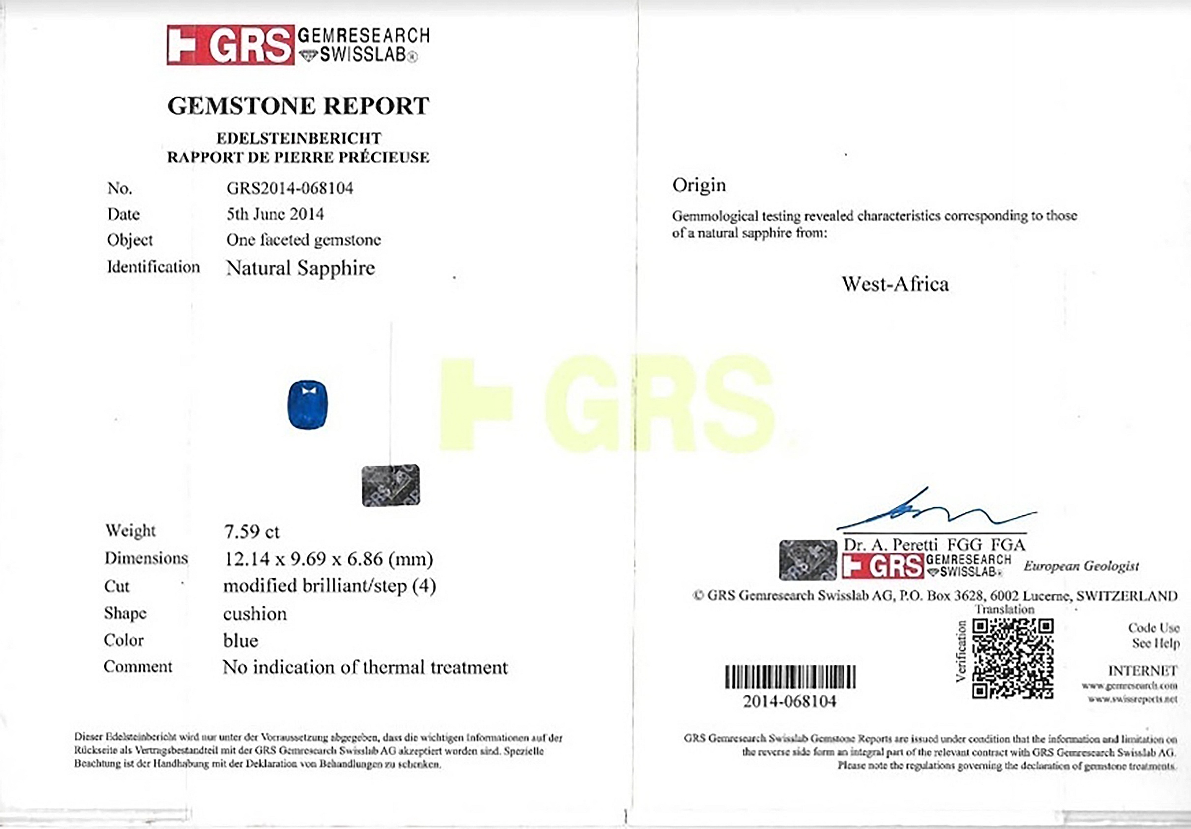 7.59 Ct. Blue Sapphire from Nigeria