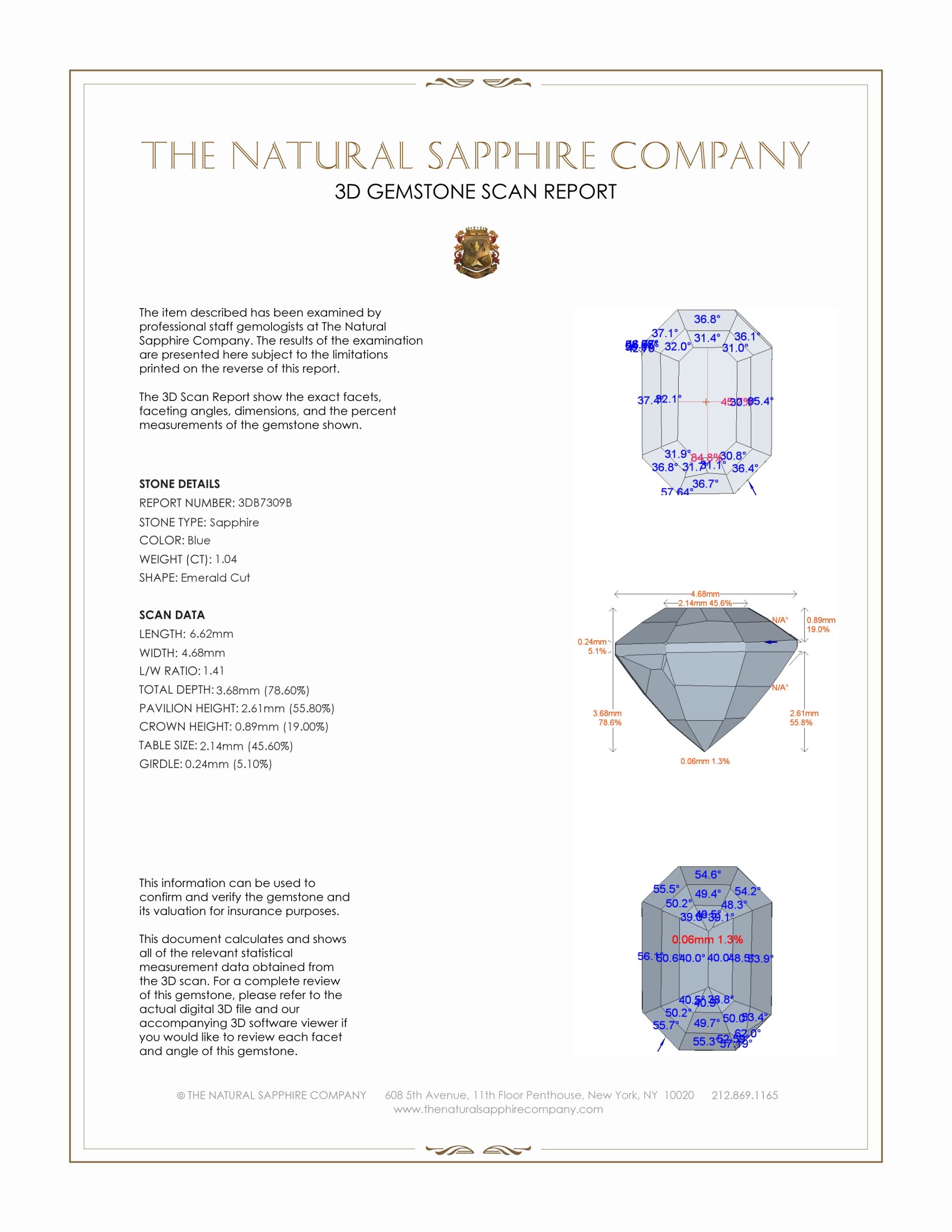 1.04 Ct. Blue Sapphire from Ceylon (Sri Lanka)