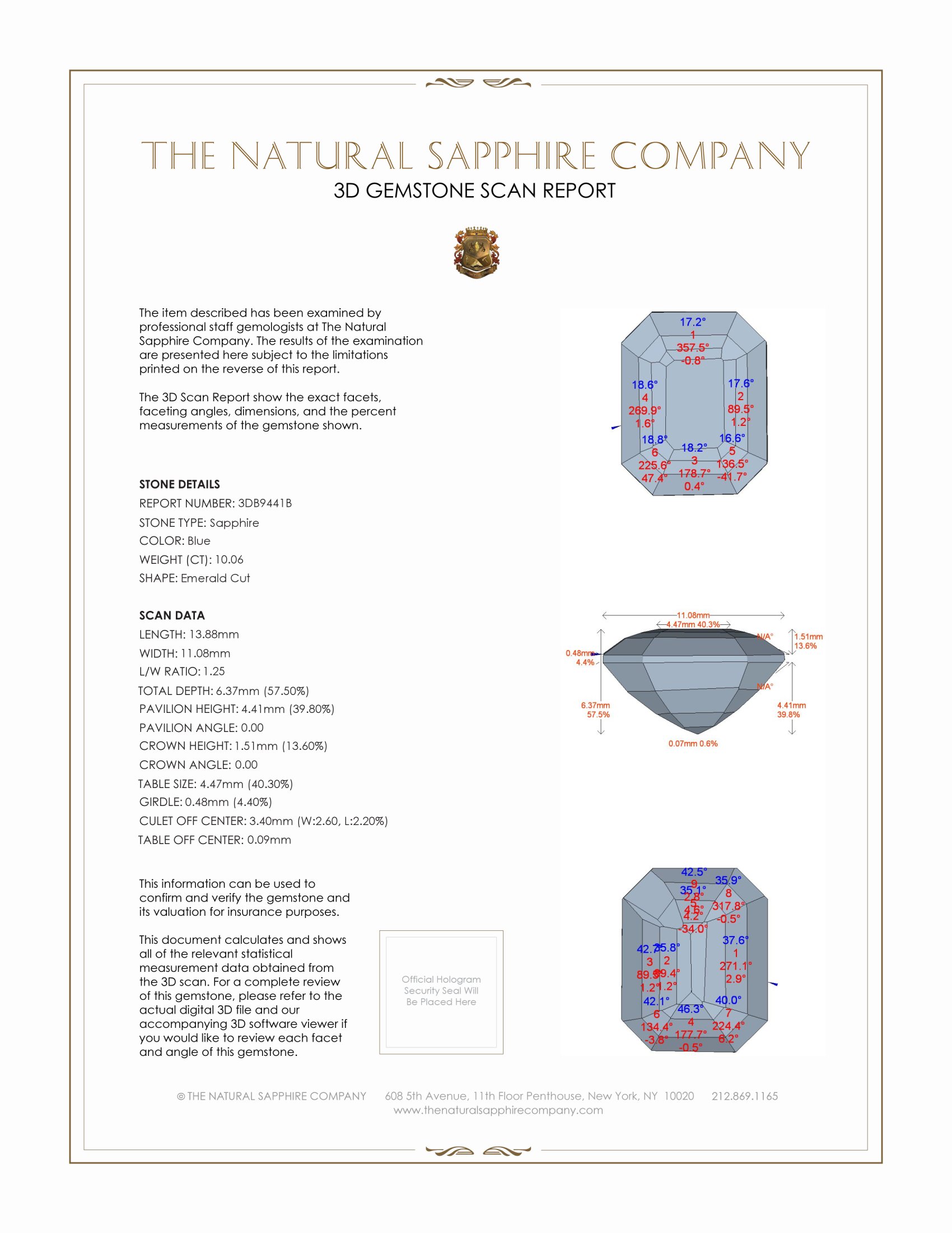 10.06 Ct. Blue Sapphire from Ceylon (Sri Lanka)