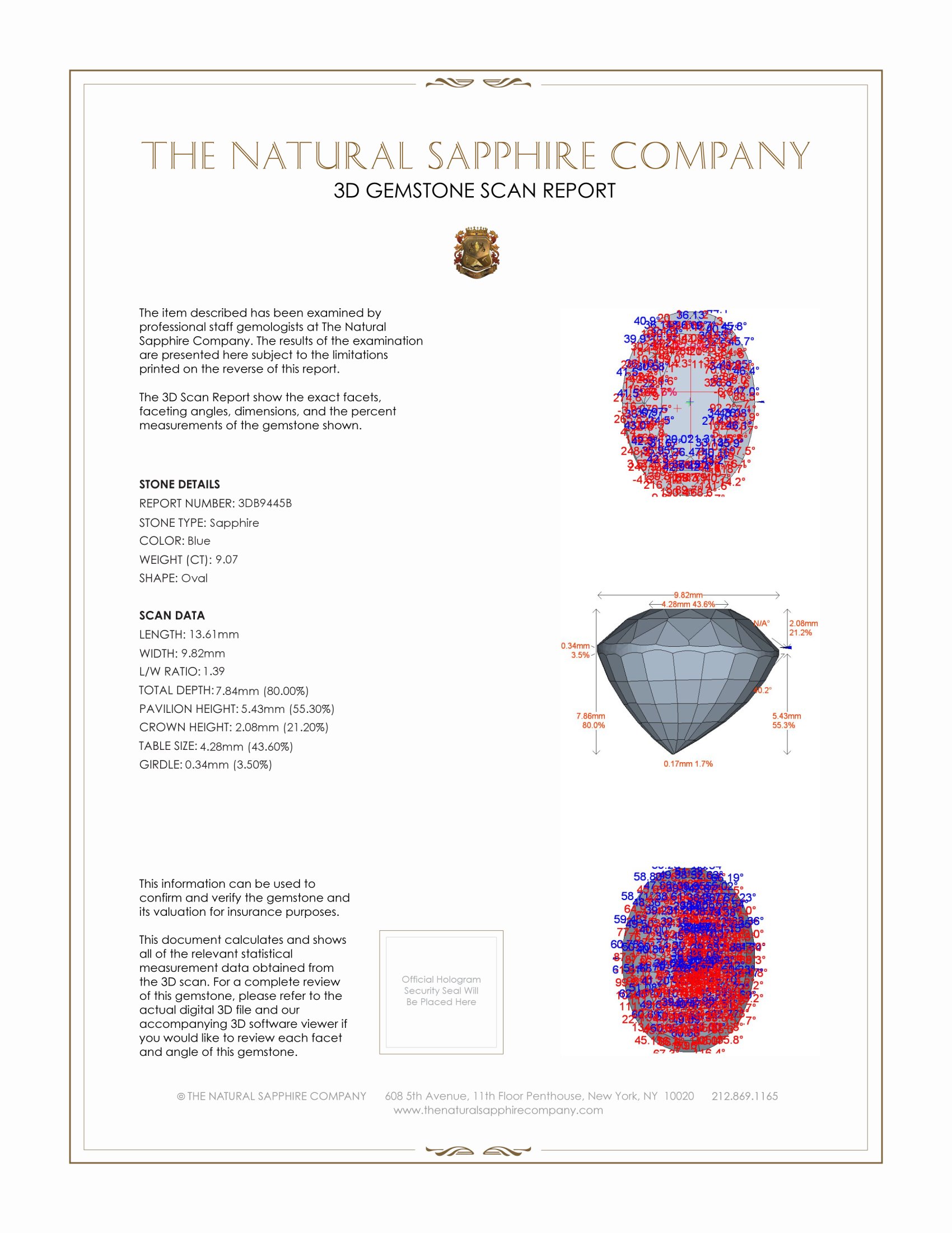 9.07 Ct. Blue Sapphire from Ceylon (Sri Lanka)