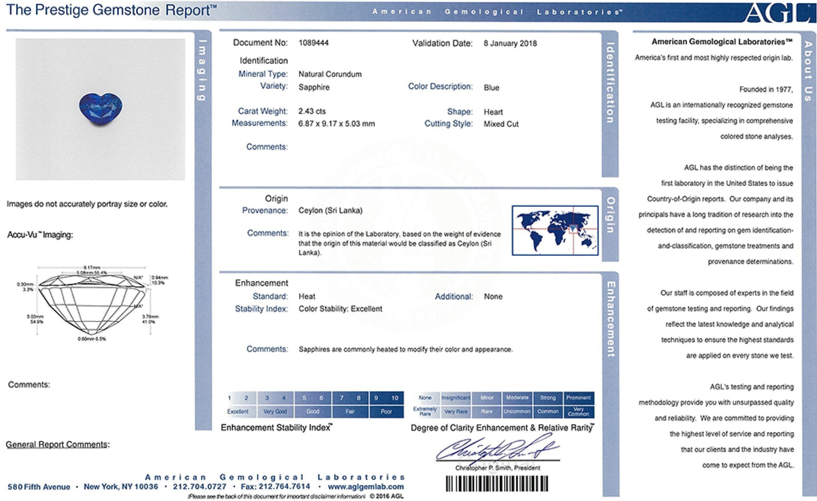 2.43 Ct. Blue Sapphire from Ceylon (Sri Lanka)