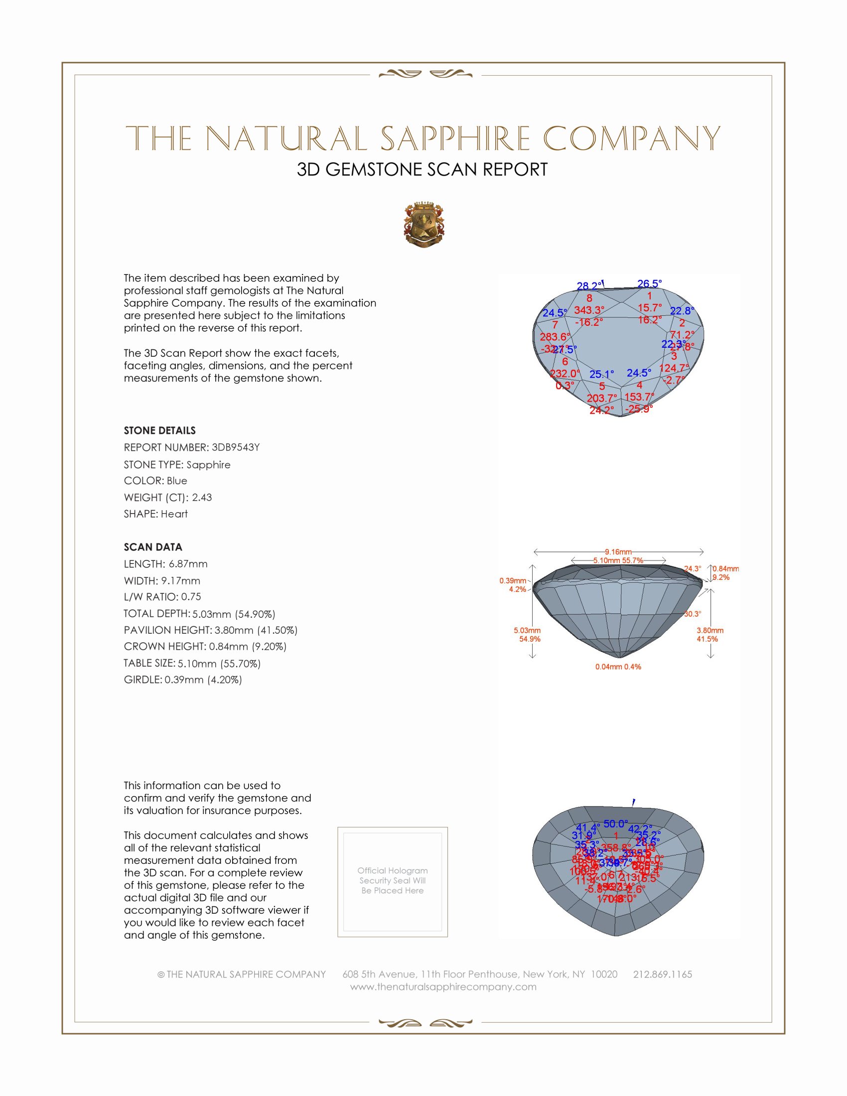 2.43 Ct. Blue Sapphire from Ceylon (Sri Lanka)