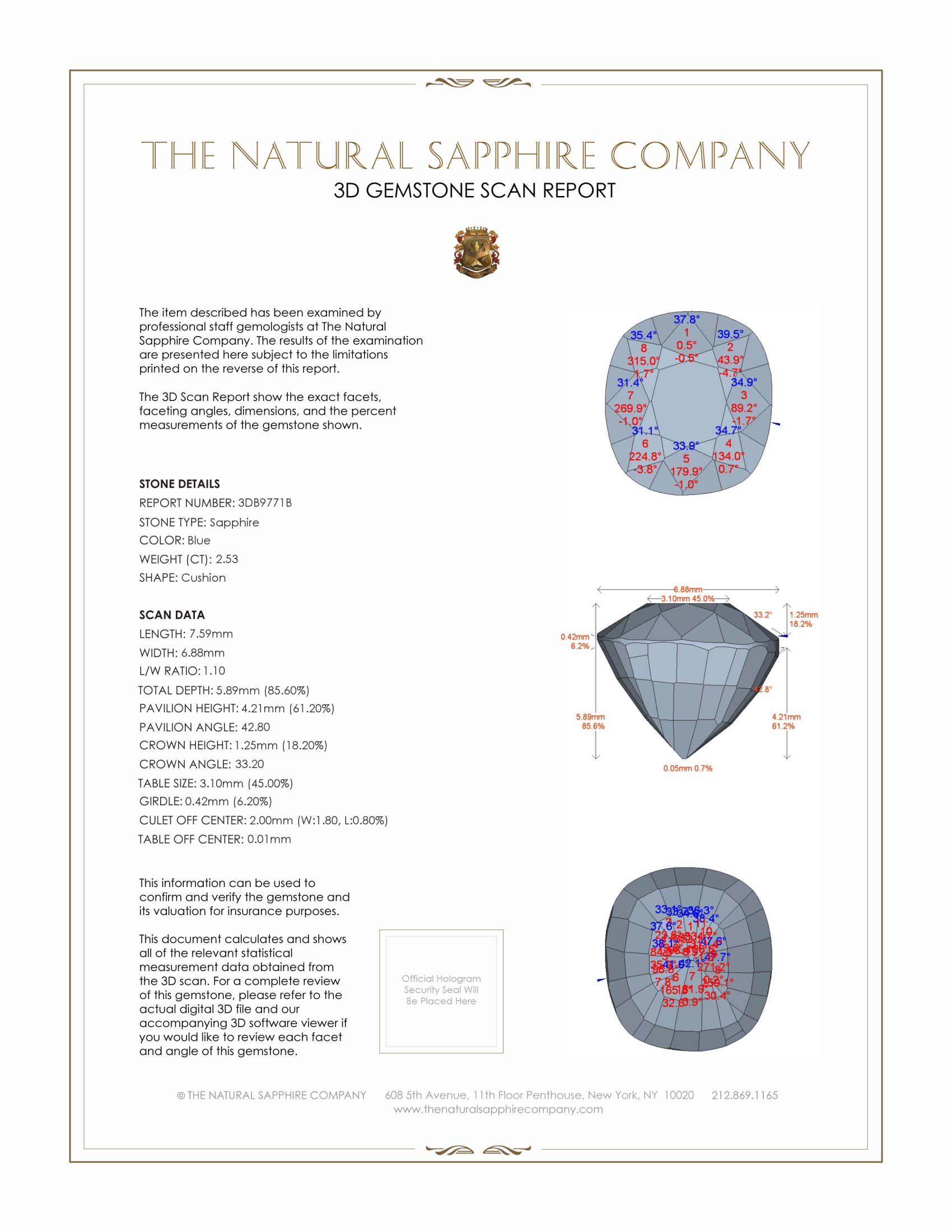 2.53 Ct. Blue Sapphire from Ceylon (Sri Lanka)