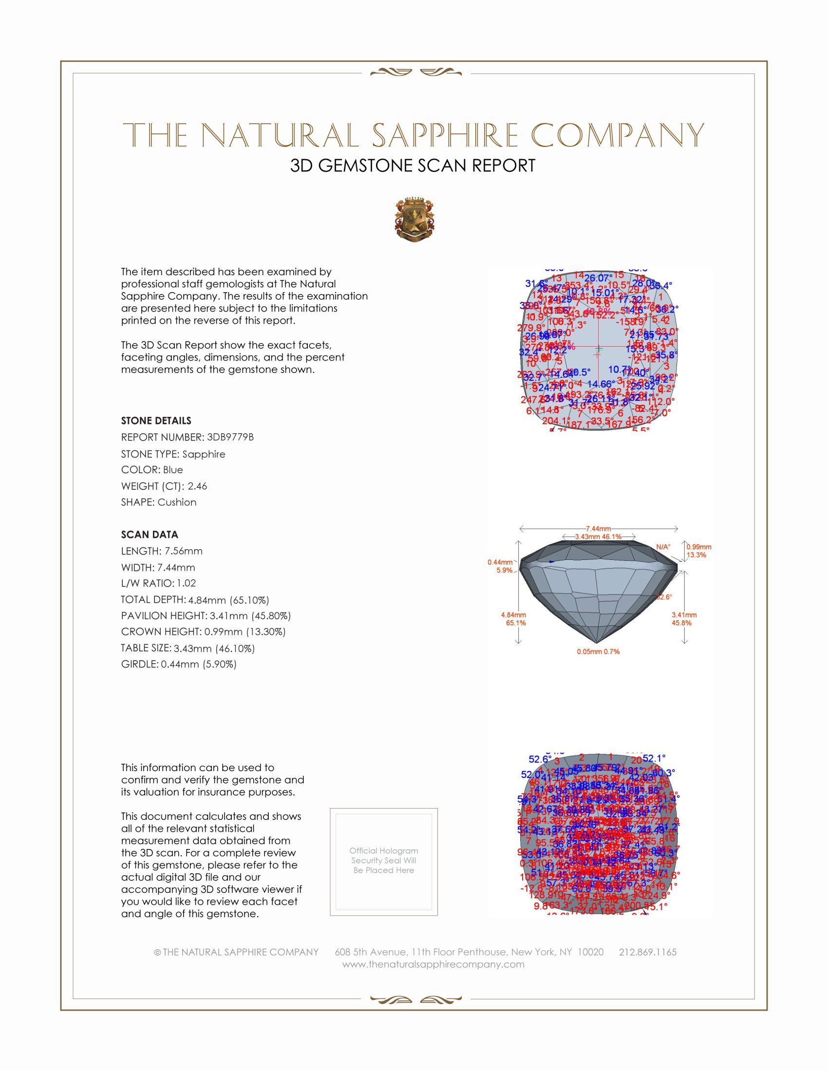 2.46 Ct. Blue Sapphire from Ceylon (Sri Lanka)