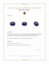 2.17 Ct. Blue Cabochon Sapphire from Ceylon (Sri Lanka) Appraisal