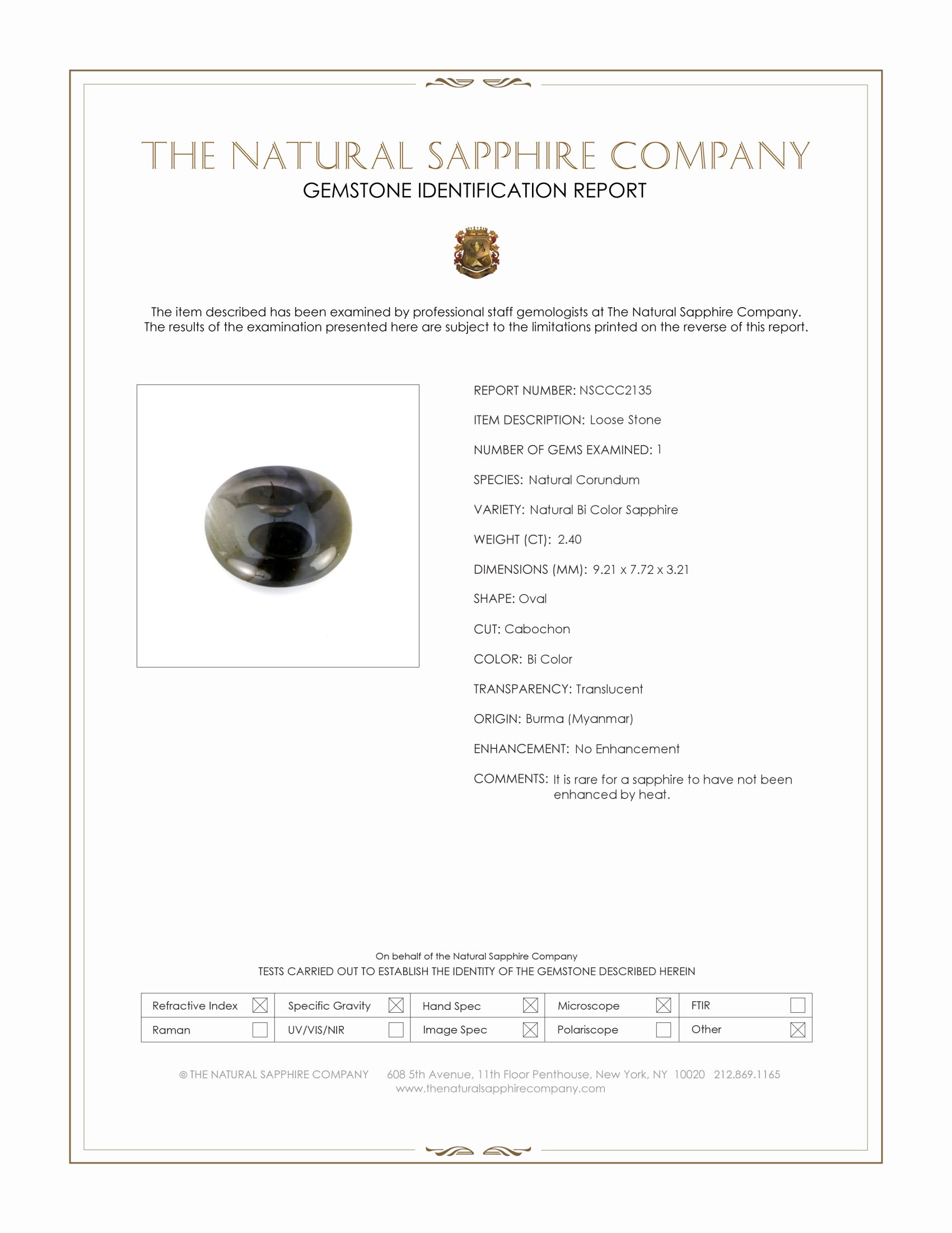 2.40 Ct. Bi Color Cabochon Sapphire from Burma (Myanmar)