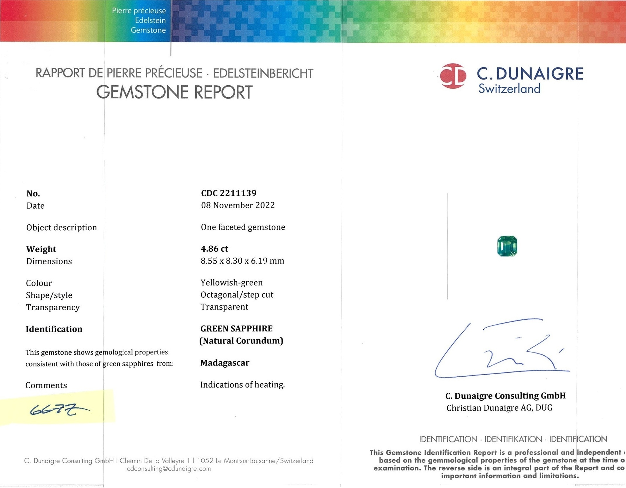 4.86 Ct. Bi Color Sapphire from Madagascar