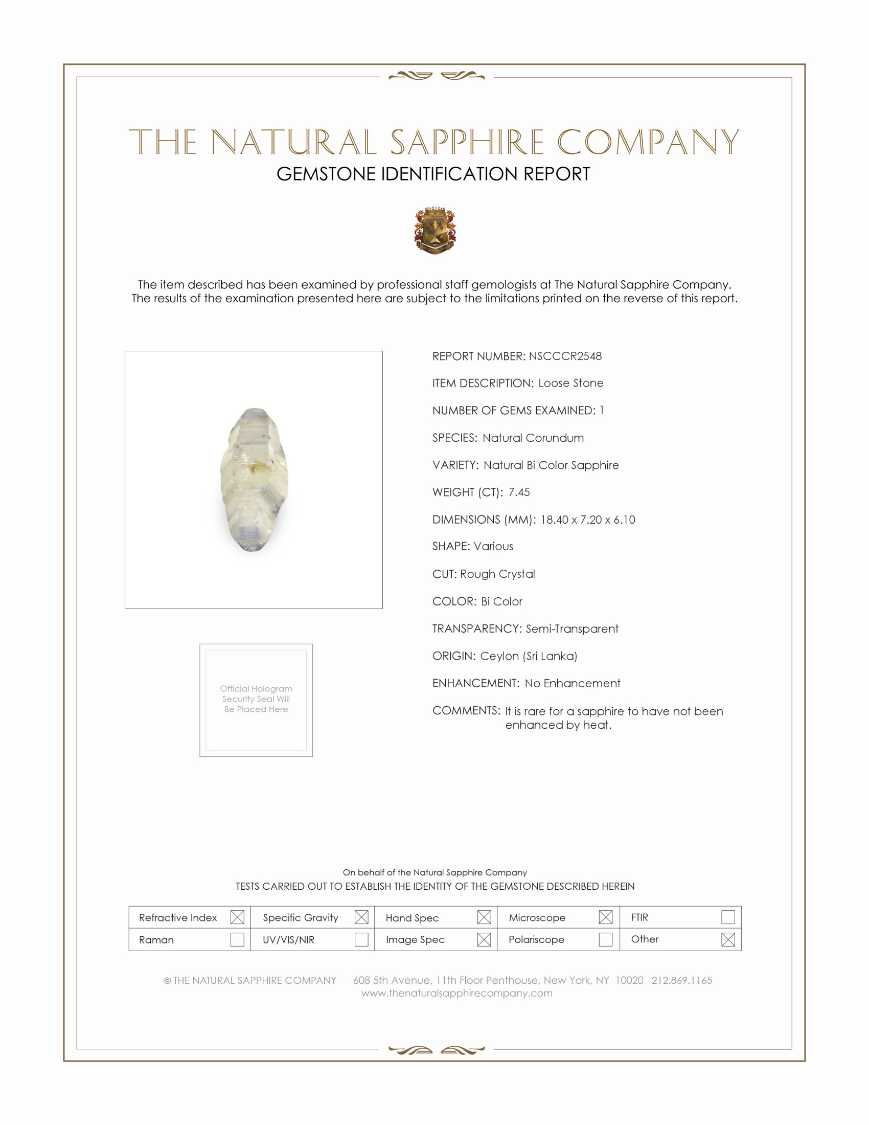 7.45 Ct. Bi Color Rough Sapphire from Ceylon (Sri Lanka)