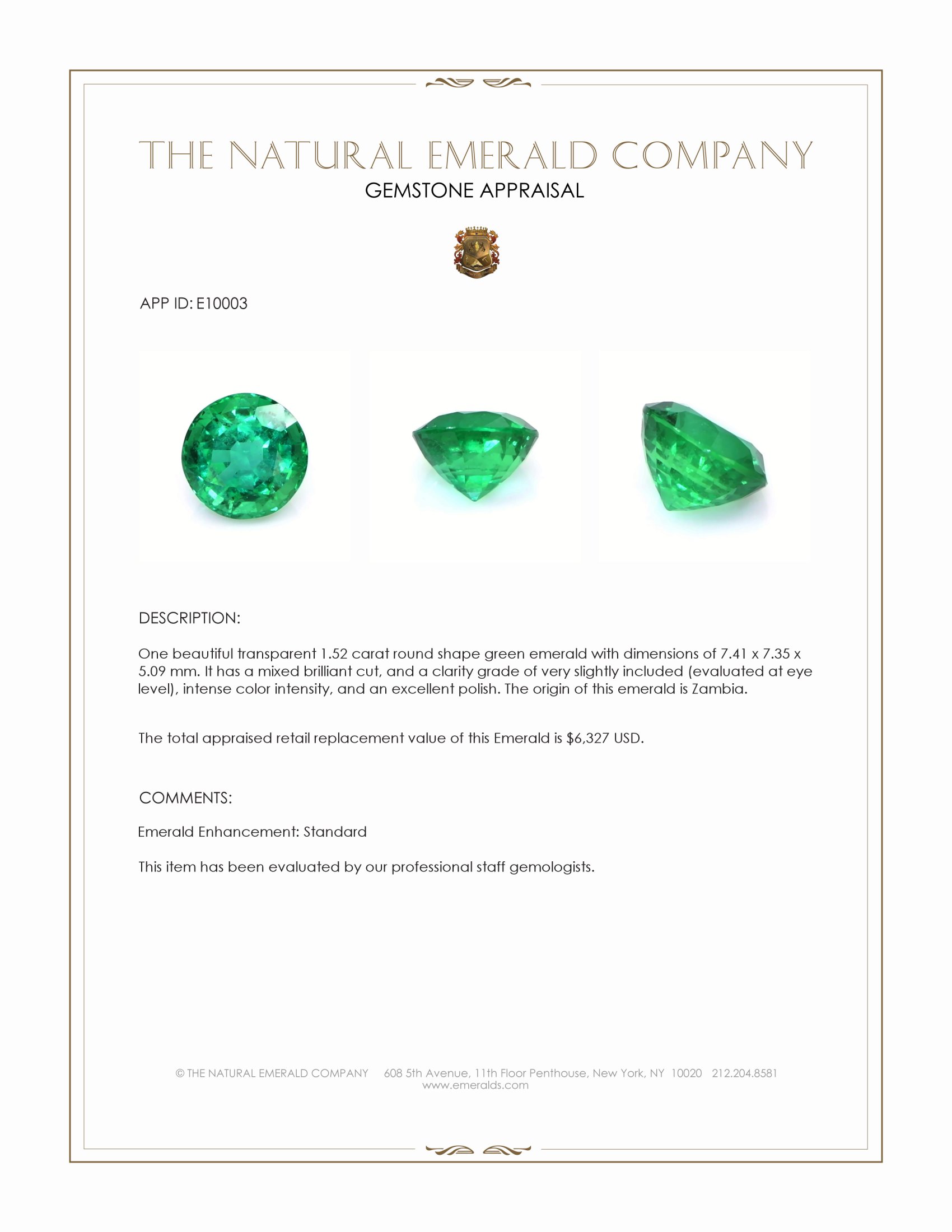 1.52 Ct. Emerald from Zambia