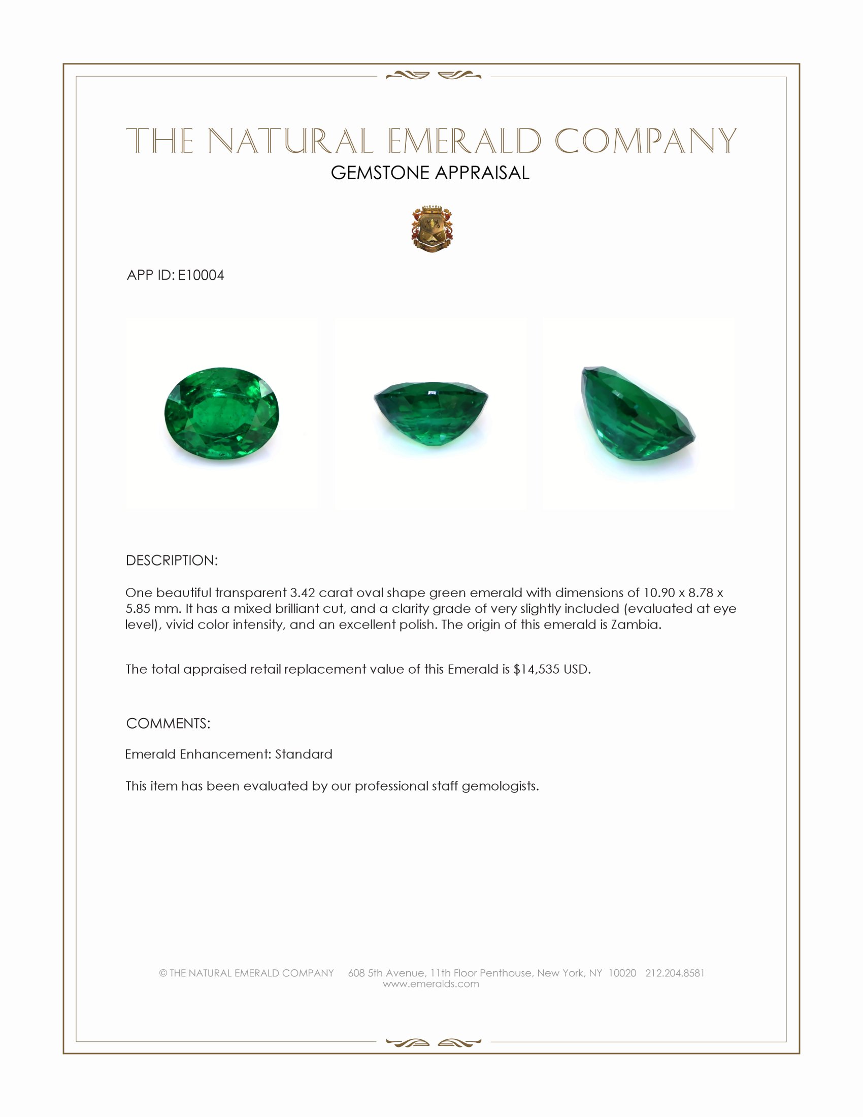 3.42 Ct. Emerald from Zambia