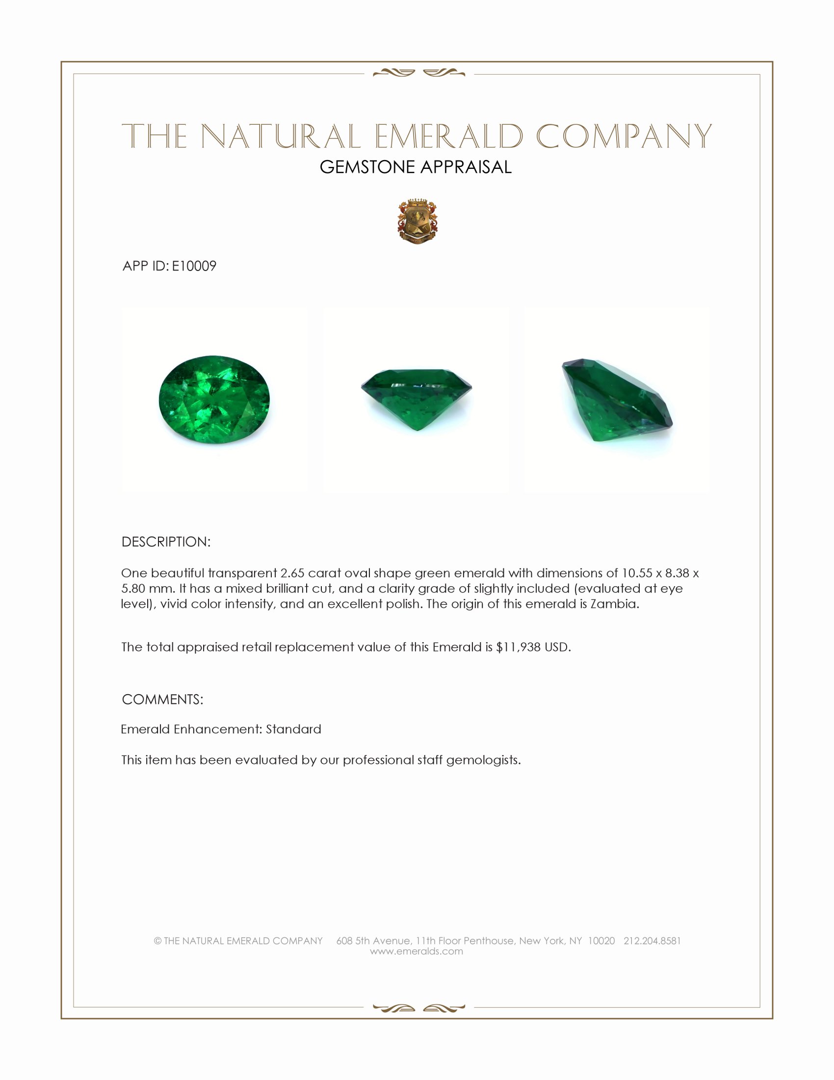 2.65 Ct. Emerald from Zambia